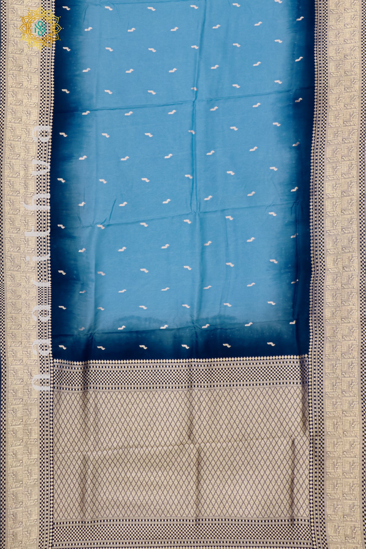 AQUA BLUE WITH TEAL BLUE - DOLA SILK