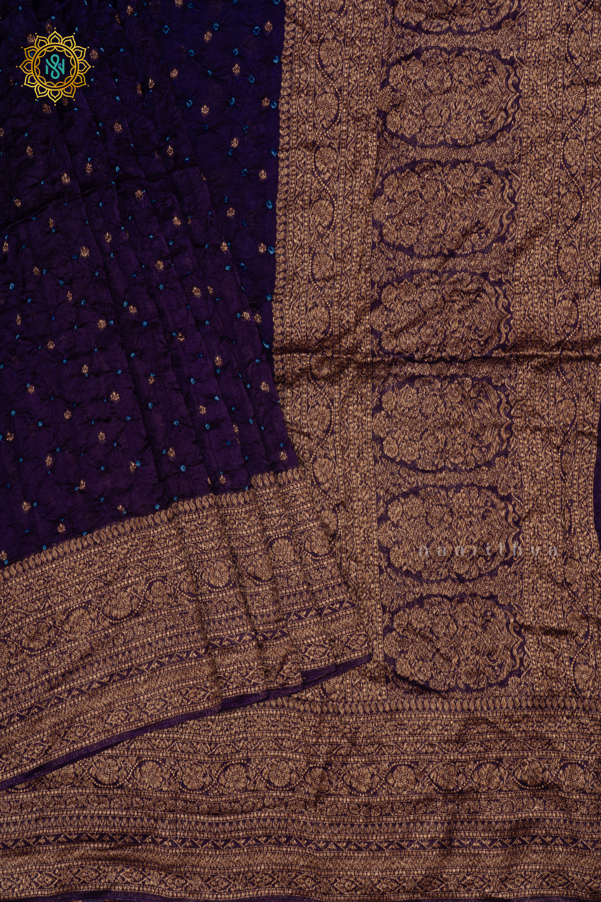 PURPLE - SEMI TUSSAR WITH BANDHINI TIE & DYE SAREE