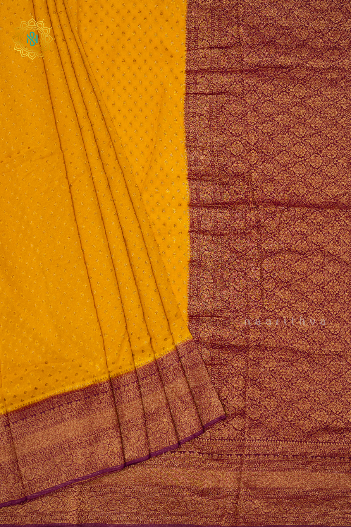 YELLOW WITH WINE - SEMI GEORGETTE