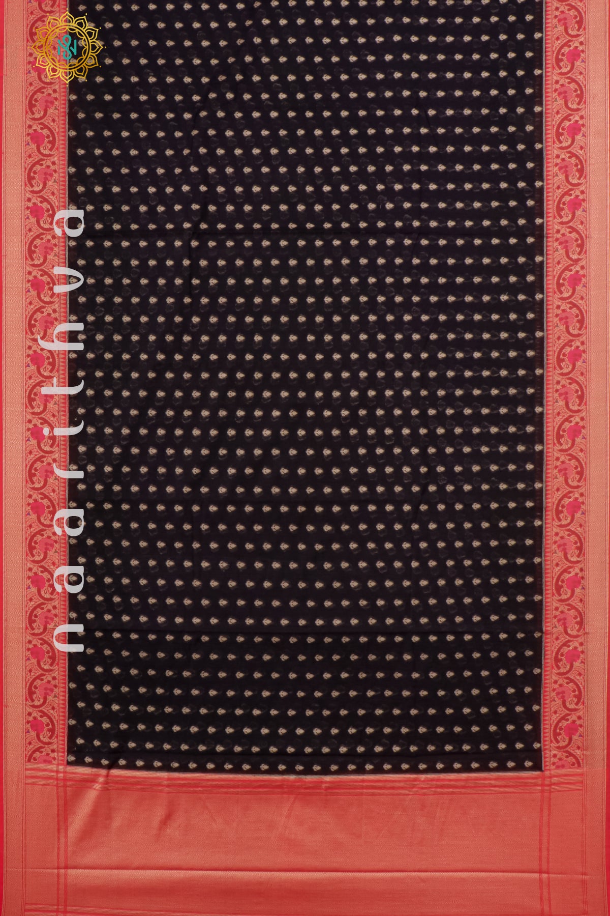 BLACK WITH RED - JUTE COTTON