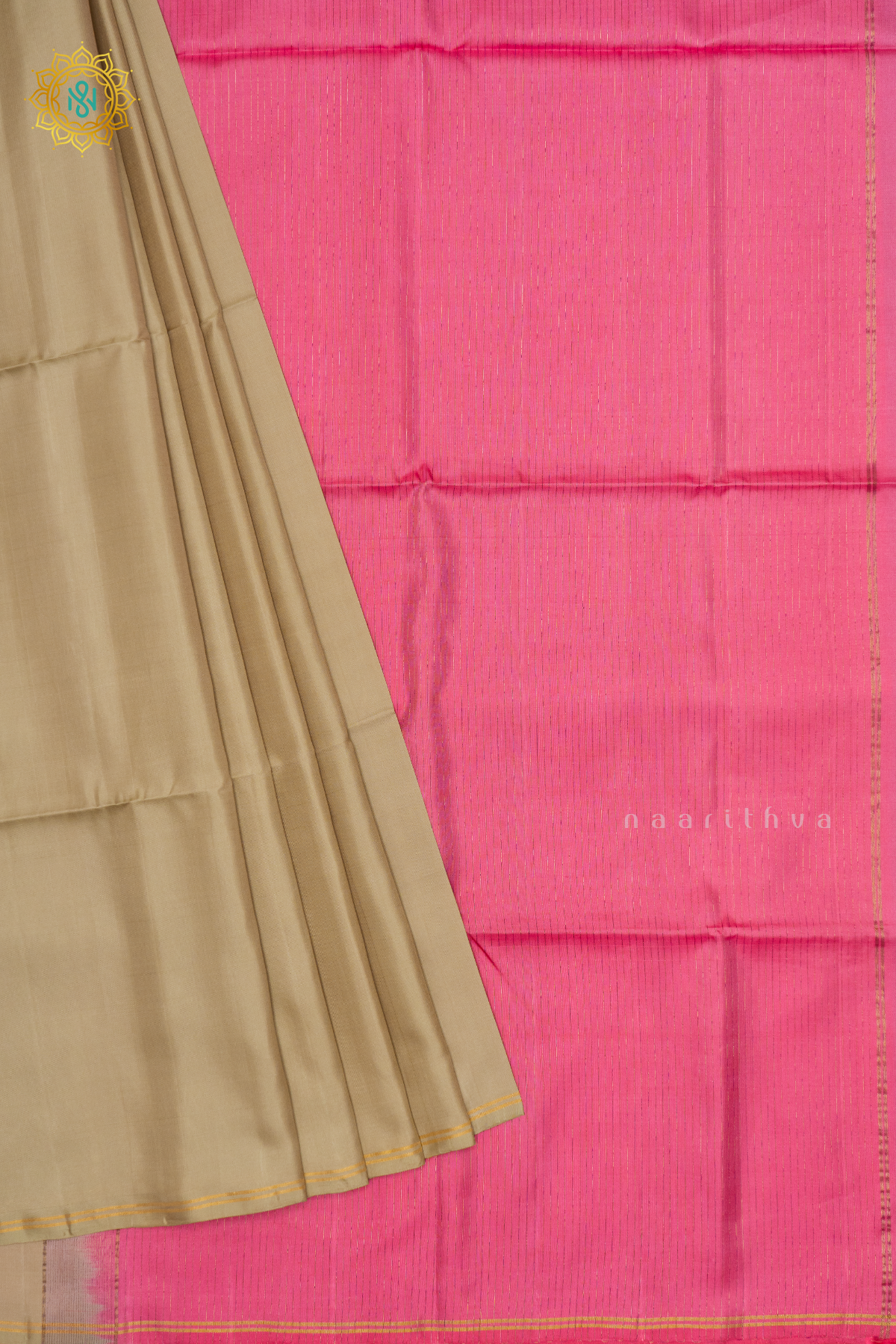 OFF WHITE WITH PINK - PURE KANJIAVARAM SOFT SILK