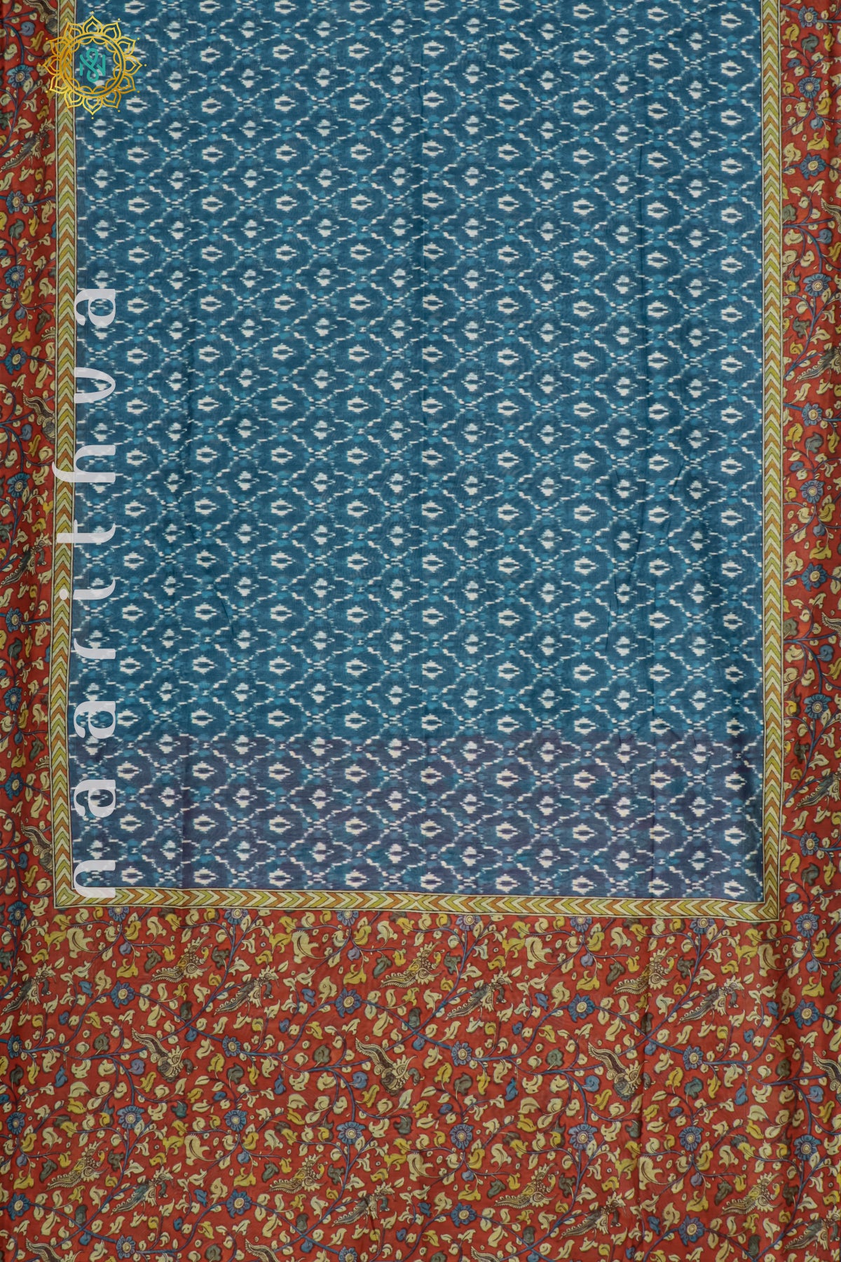 BLUE WITH RED - CHANDERI SILK COTTON