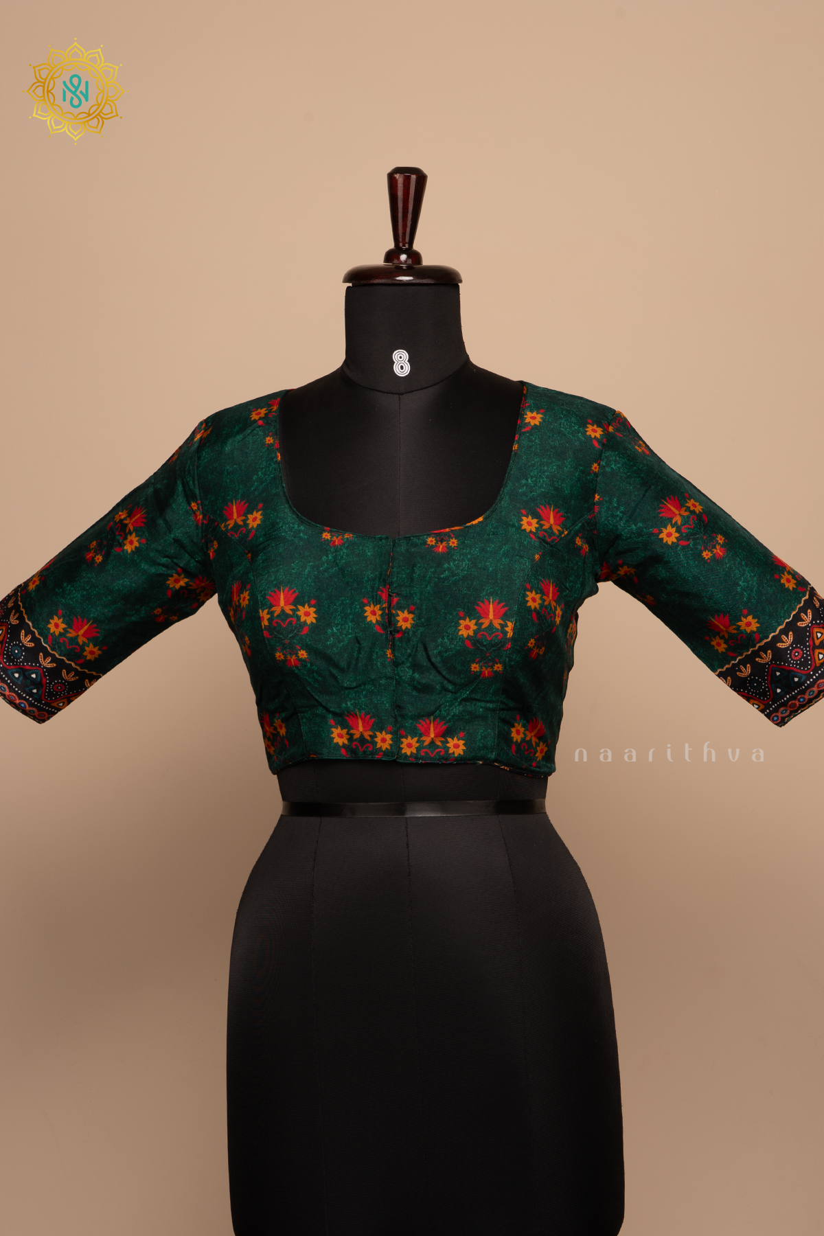 Green - Dola Silk Readymade Blouse Allover Prints On the Body