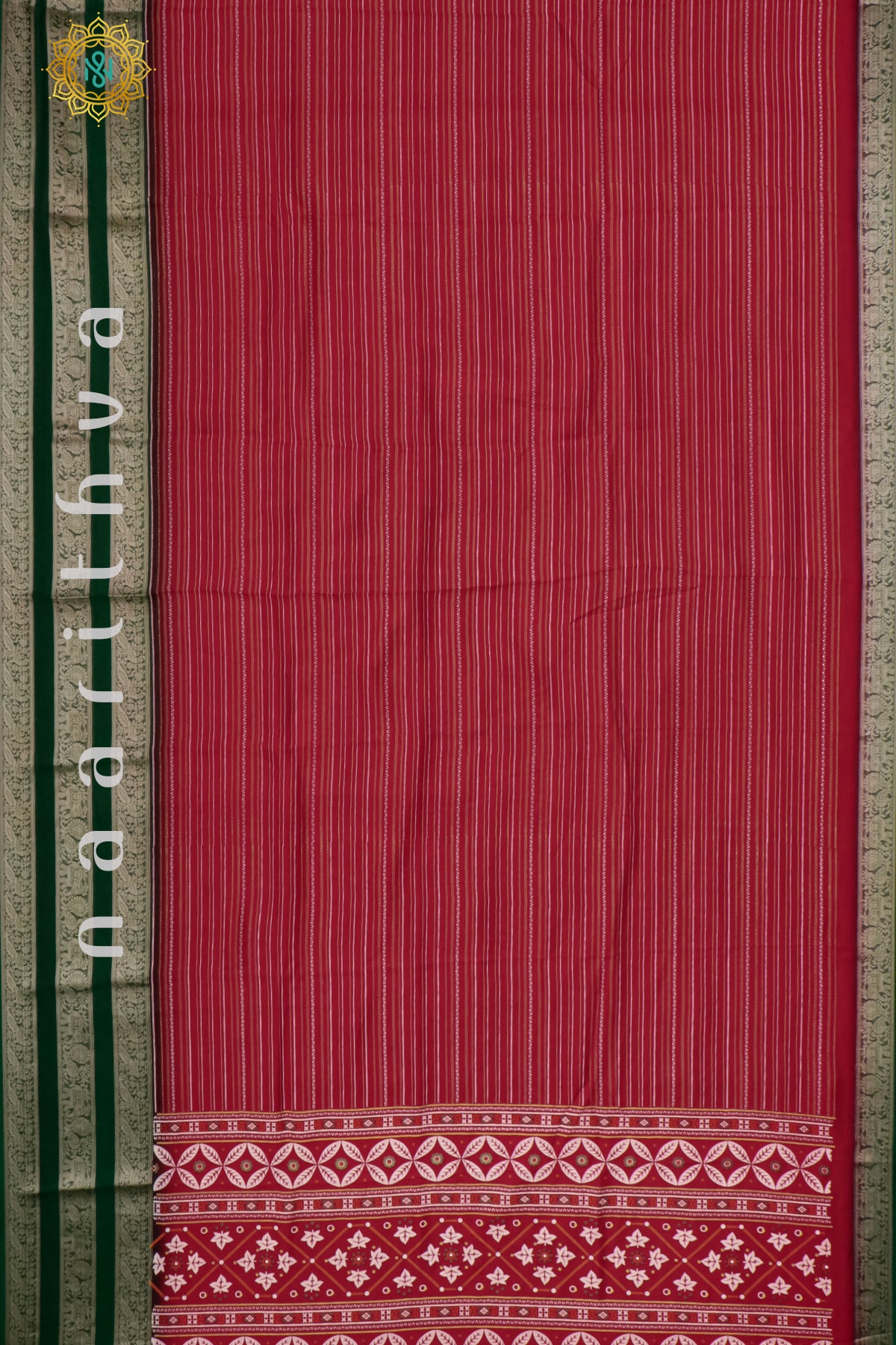 RED WITH GREEN - SEMI GEORGETTE