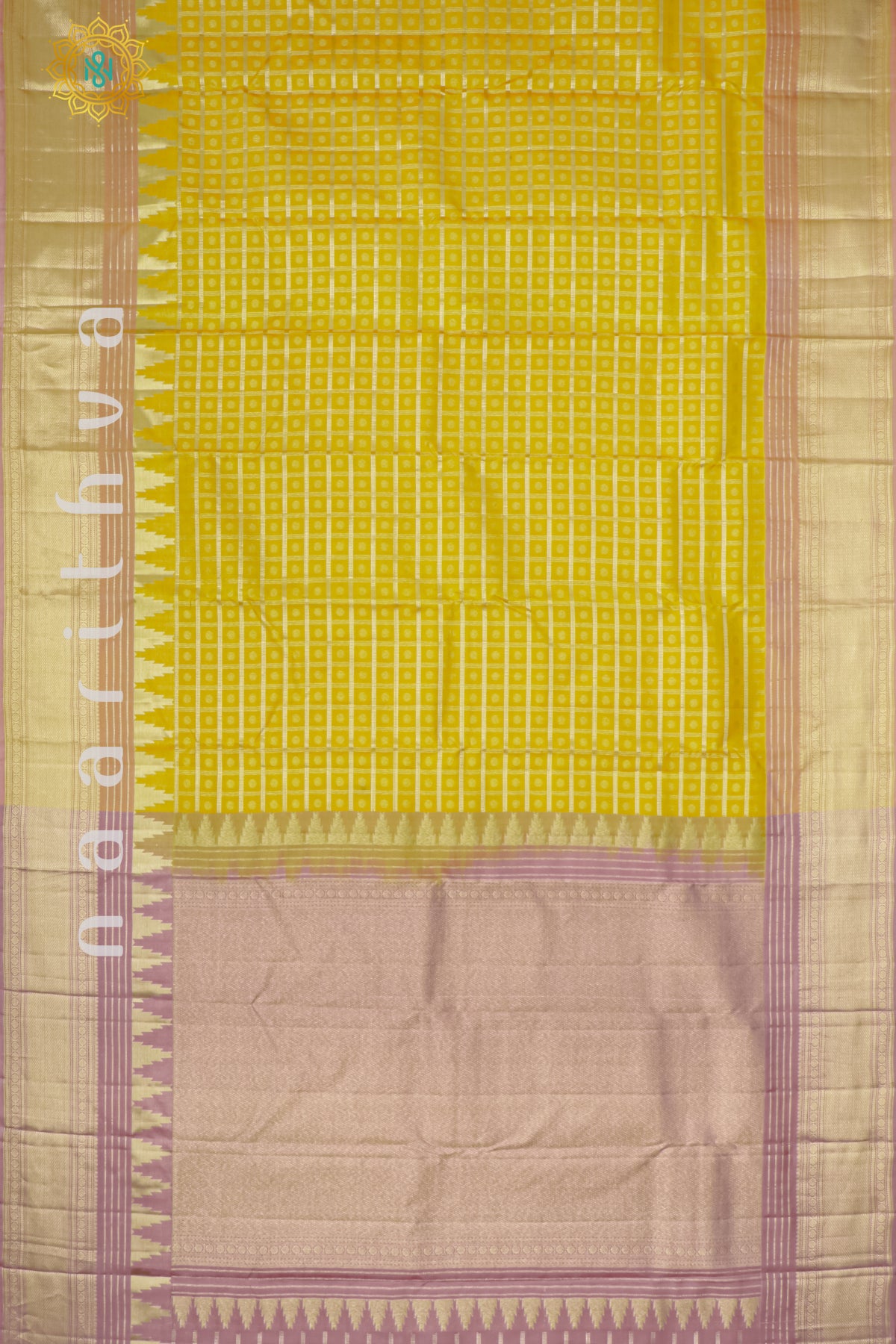 YELLOW WITH LIGHT BROWN - PURE KANJIVARAM SILK