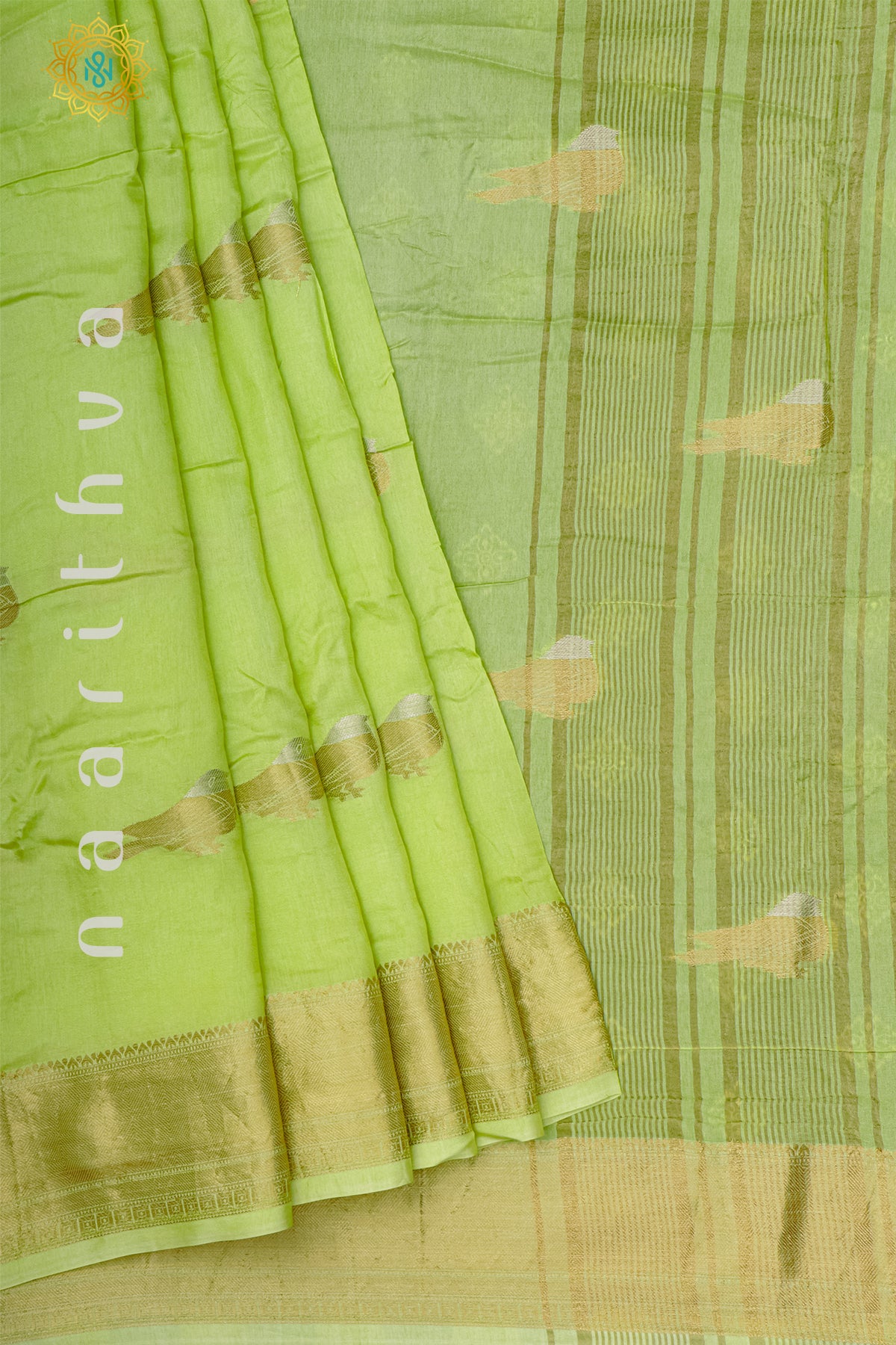 LIGHT GREEN WITH  BOTTLE GREEN - DOLA SILK