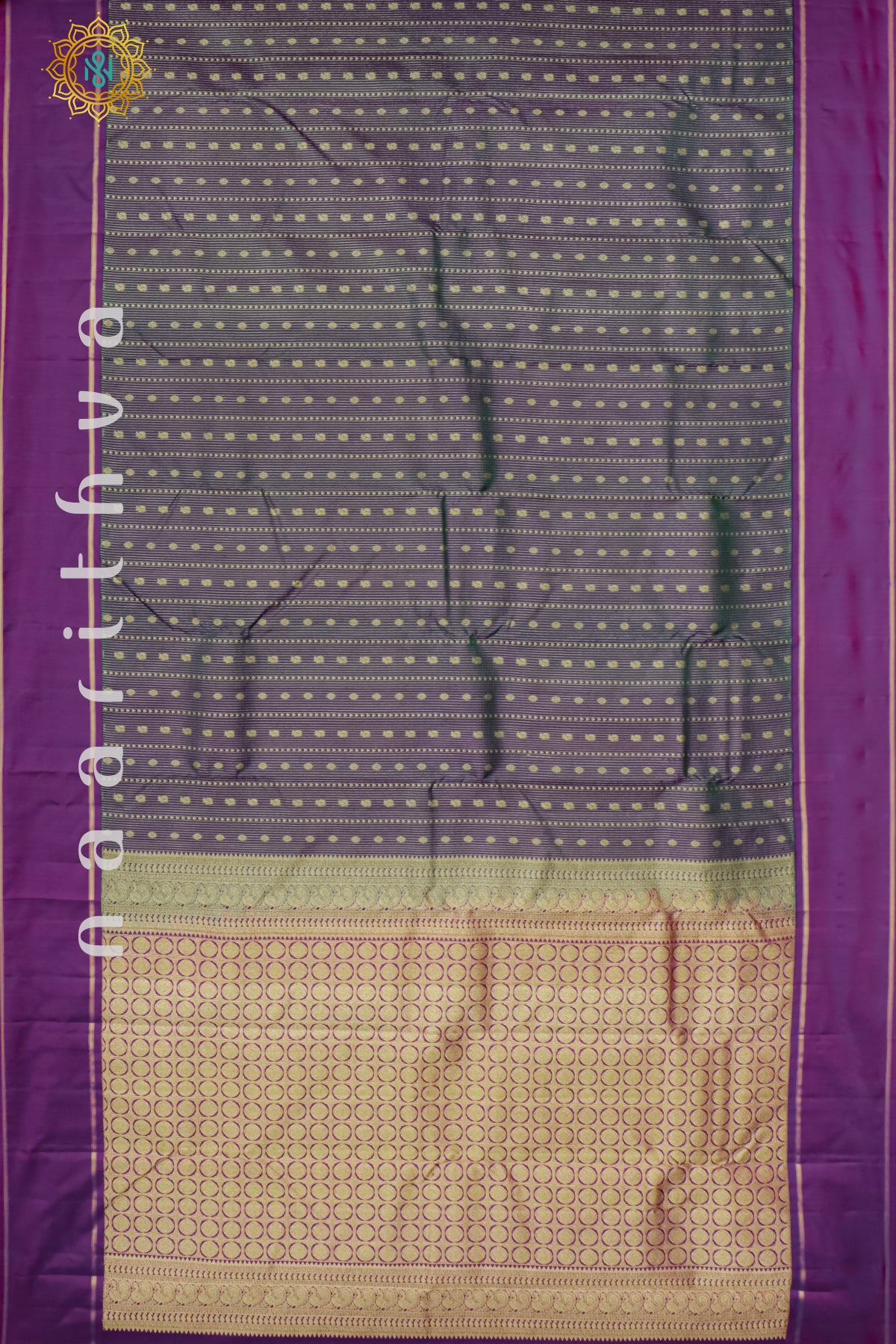 DUAL SHADE OF GREY WITH PURPLE - PURE KANJIVARAM SILK