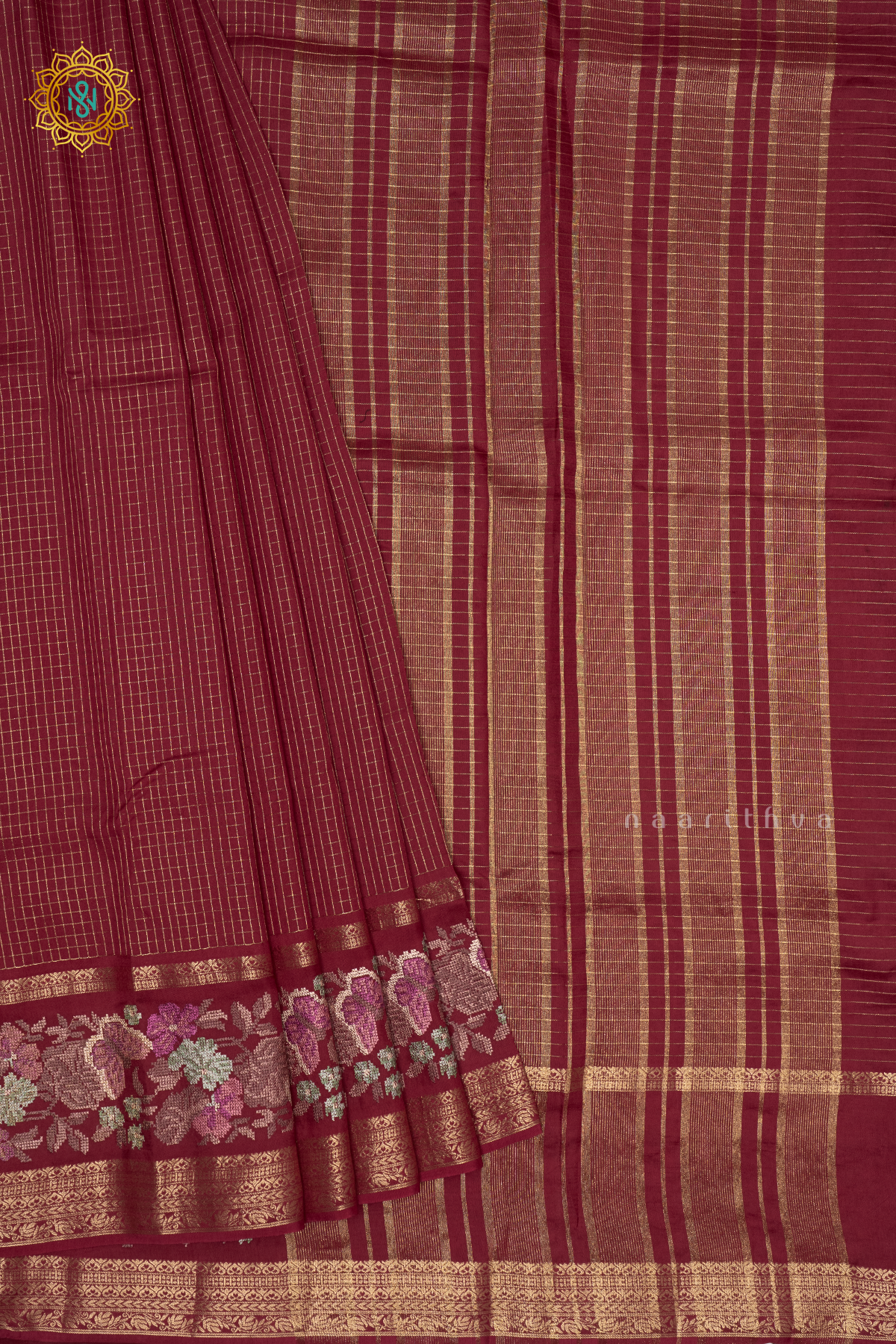 BROWN - SEMI CREPE SILK WITH EMBROIDERY