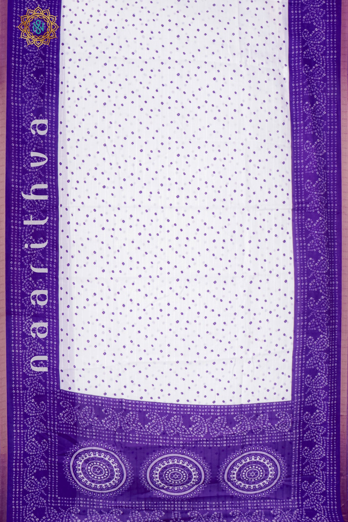 WHITE WITH PURPLE - SEMI GEORGETTE