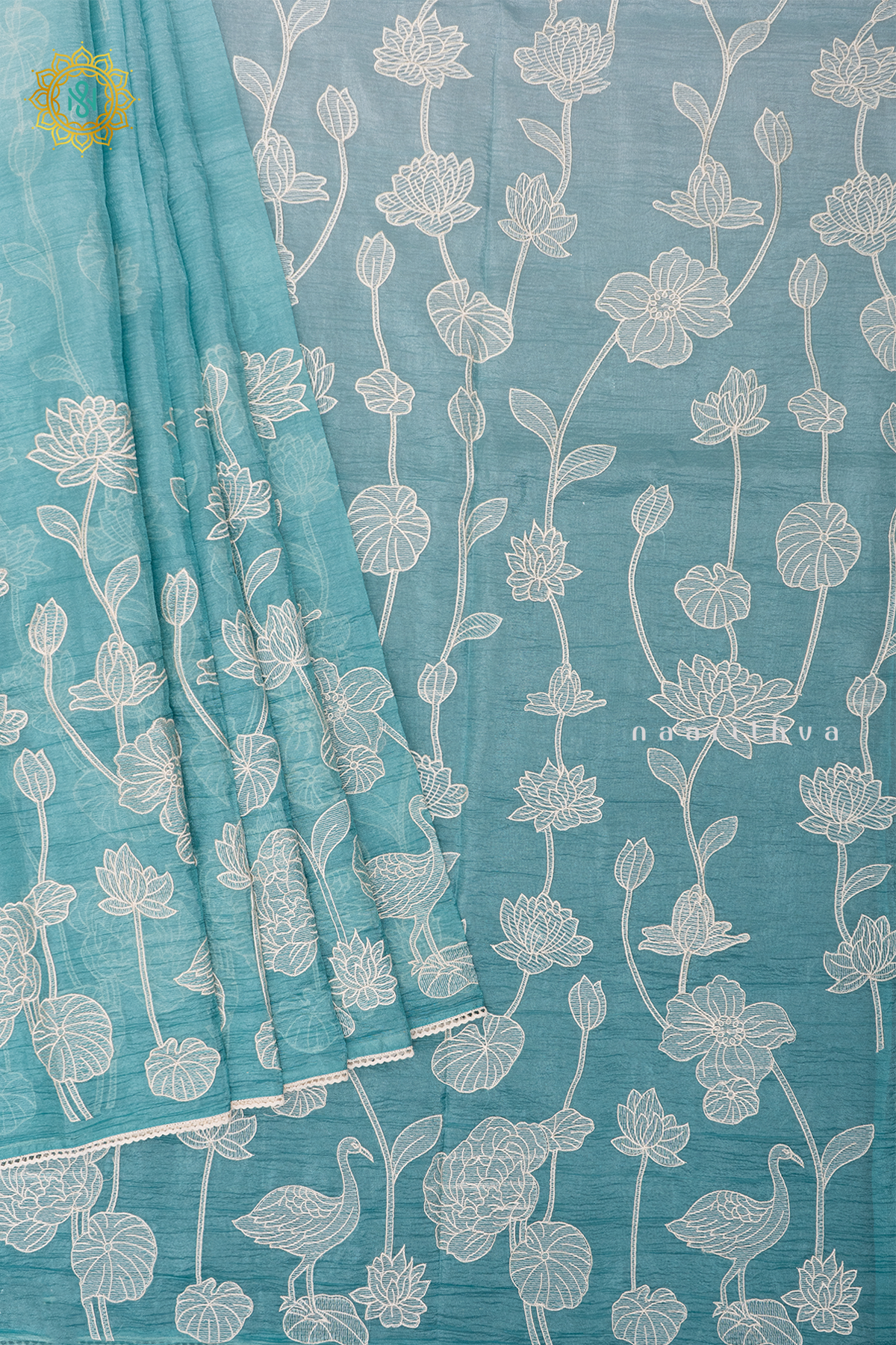 SKY BLUE - CRUSH TISSUE WITH EMBROIDERY