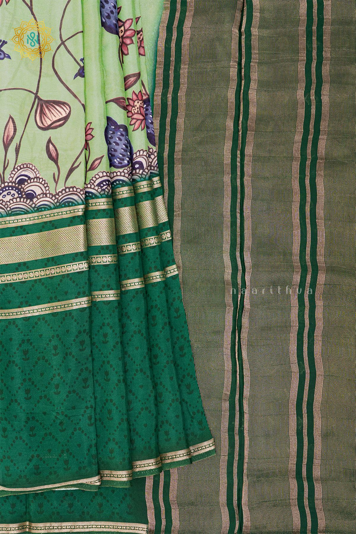 PISTA GREEN WITH GREEN - SEMI CREPE SILK