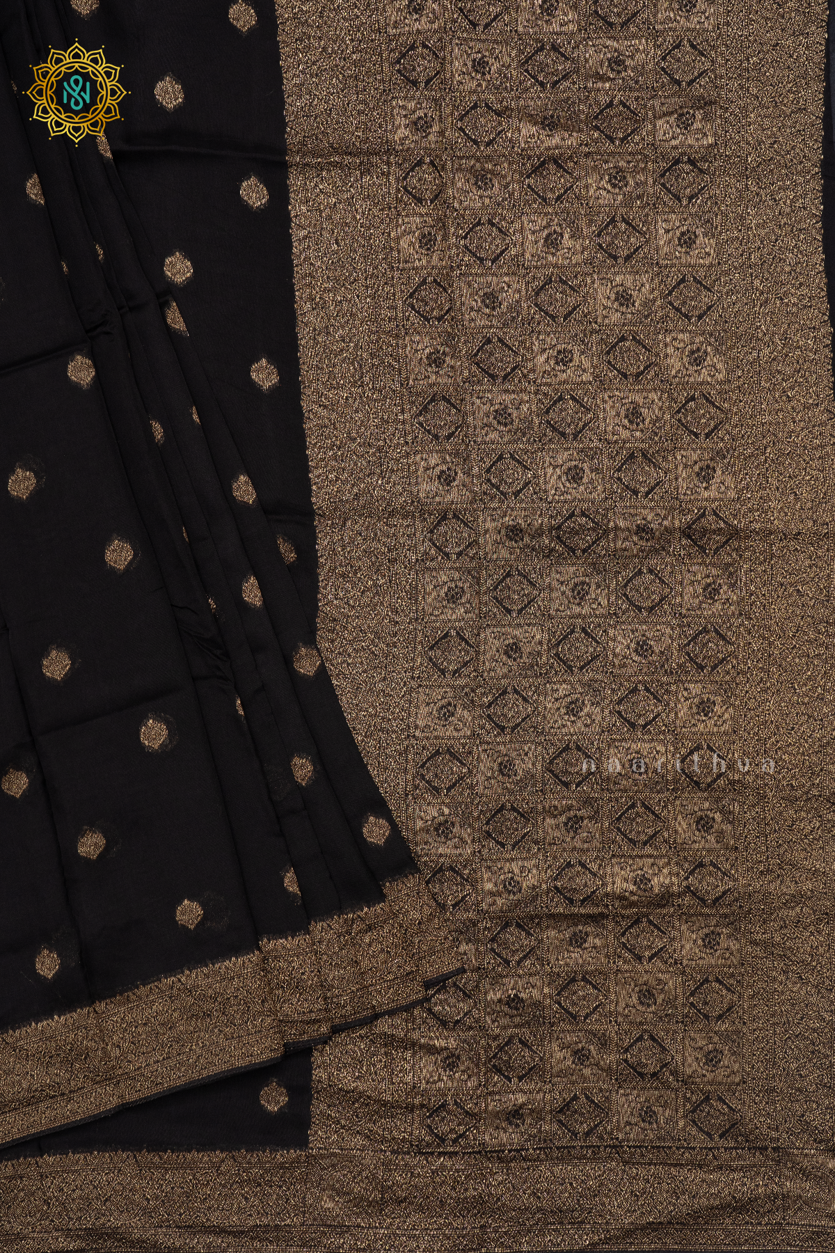 BLACK - SEMI TUSSAR SILK