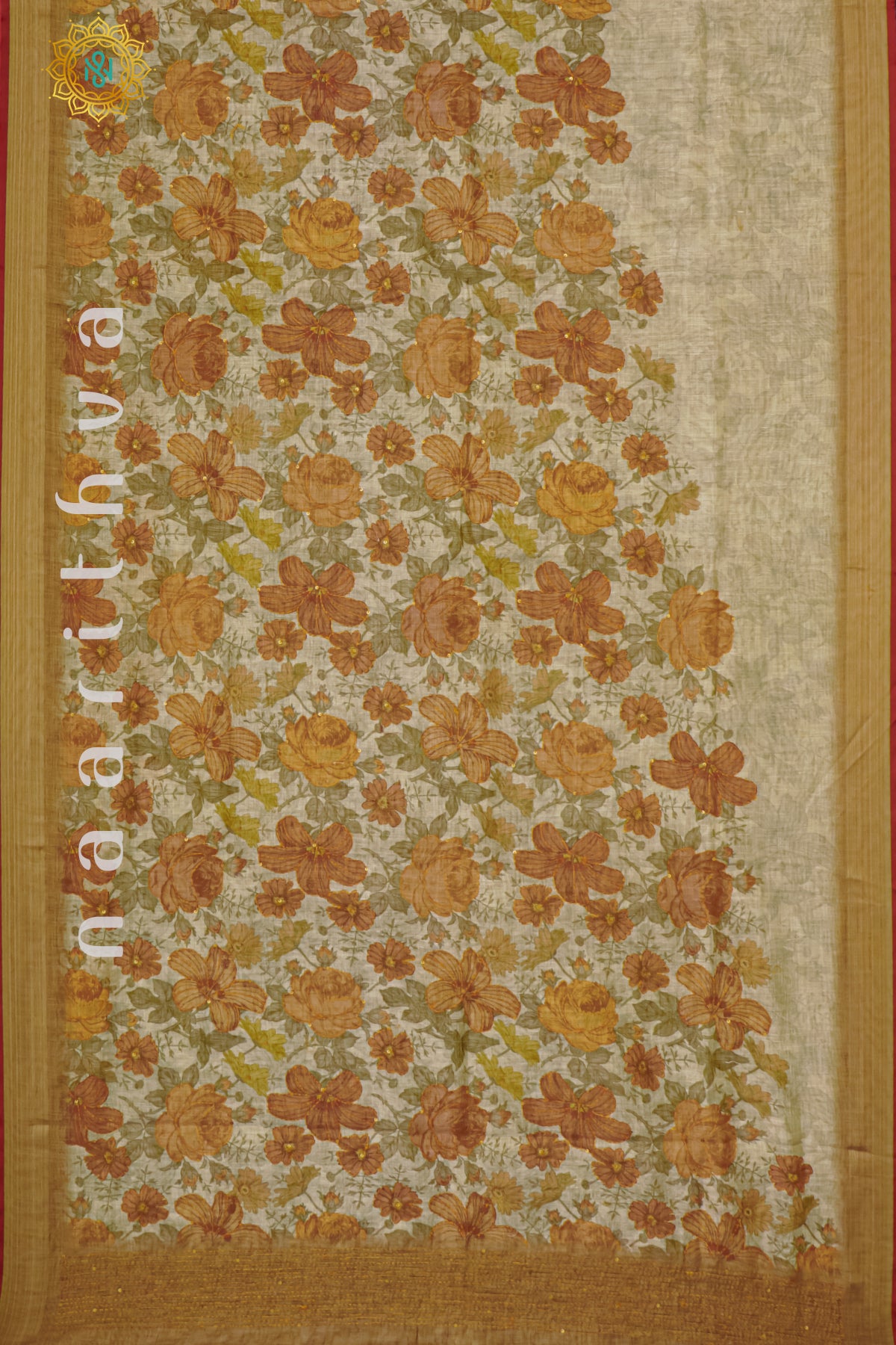 BIEGE WITH ORANGE - LINEN TISSUE