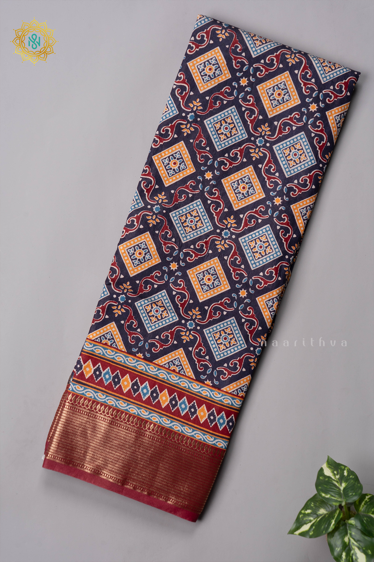 BLACK WITH BROWN - VISCOSE COTTON