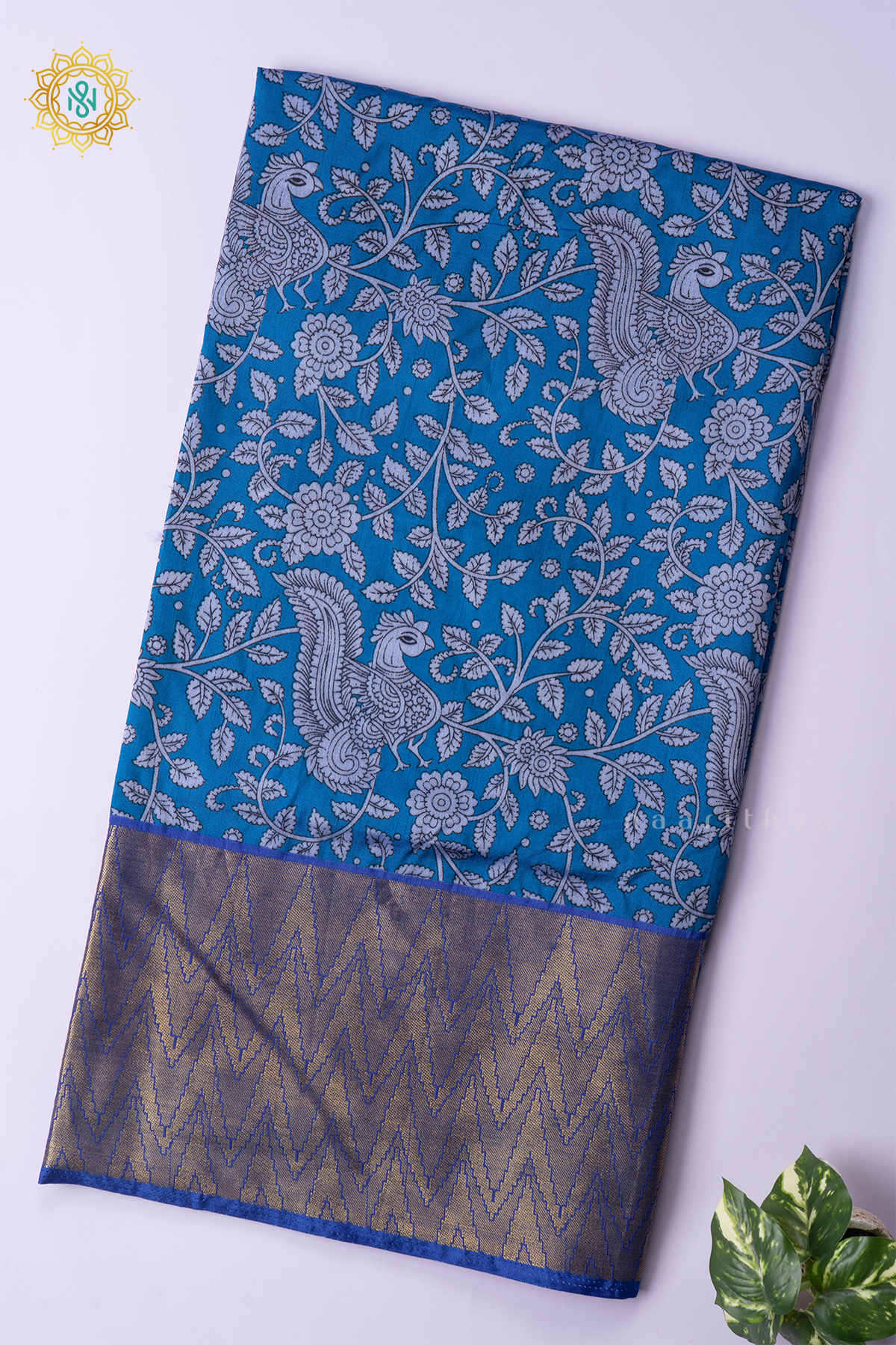 SKY BLUE - SEMI SILK WITH PATOLA PRINTS