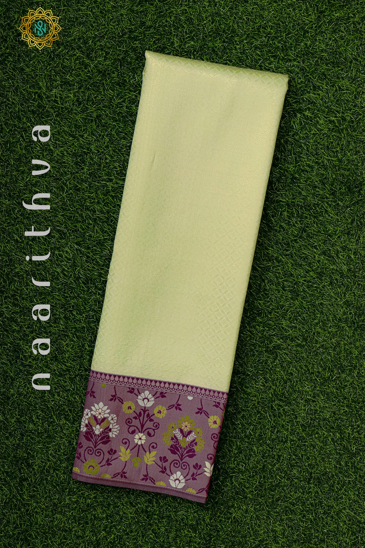 PISTA GREEN WITH PURPLE - SEMI KANCHI