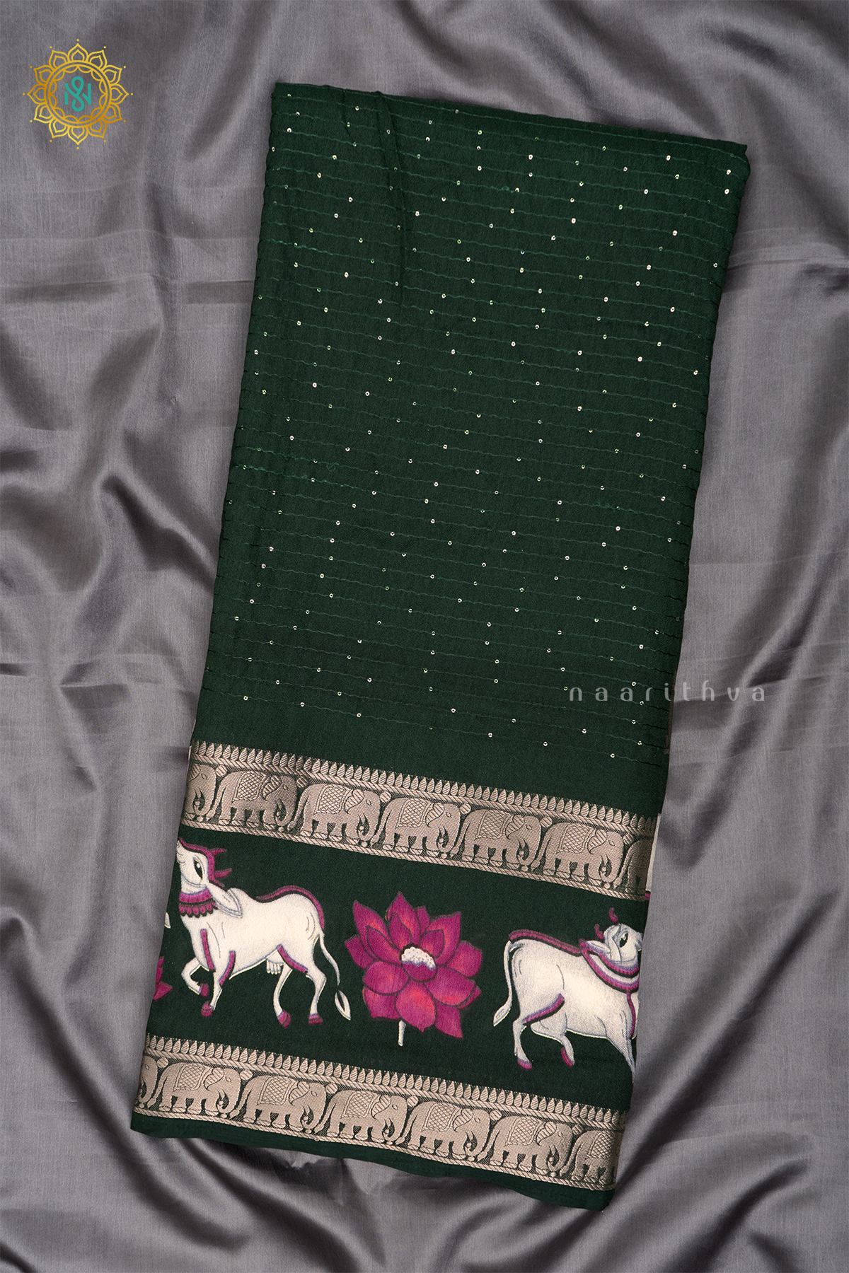 BOTTLE GREEN - SEMI GEORGETTE