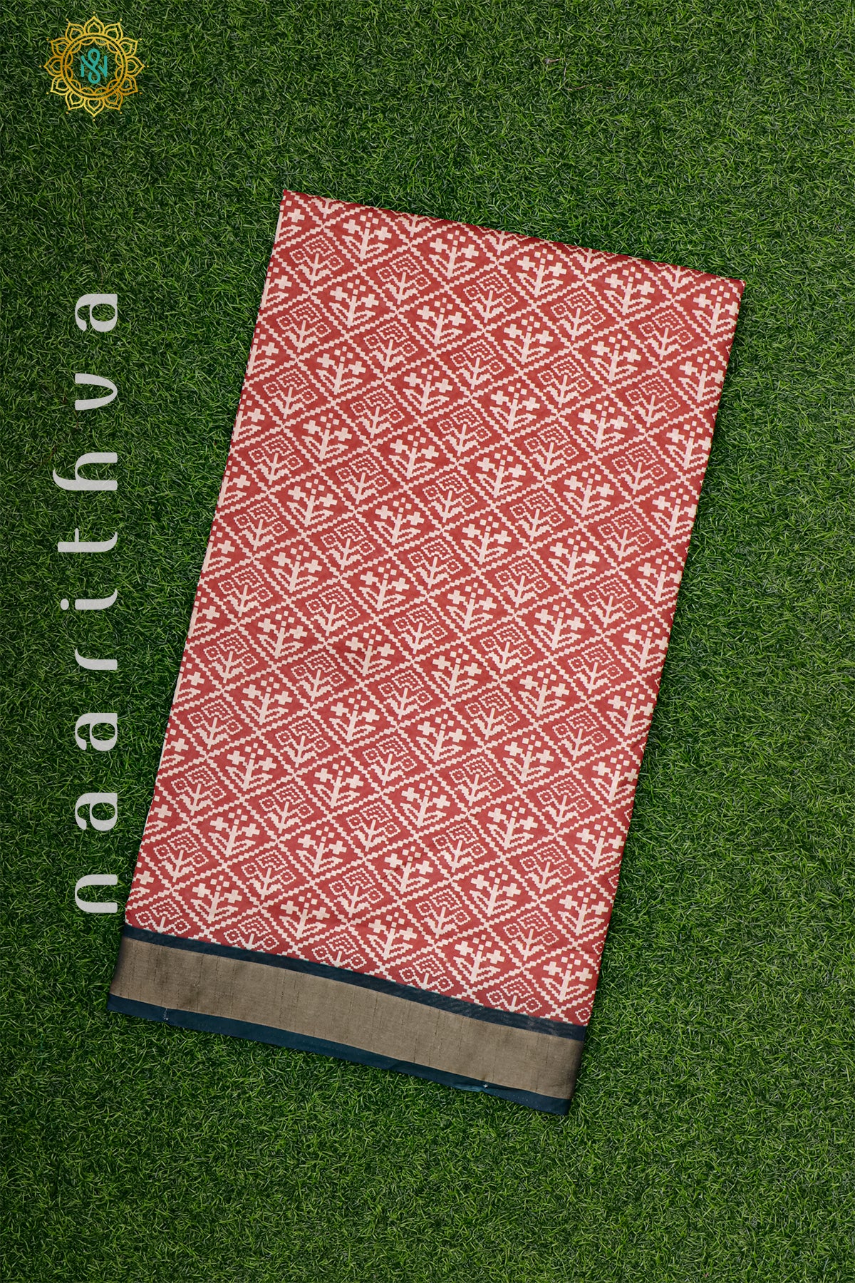 RED WITH BOTTLE GREEN - DOLA SILK