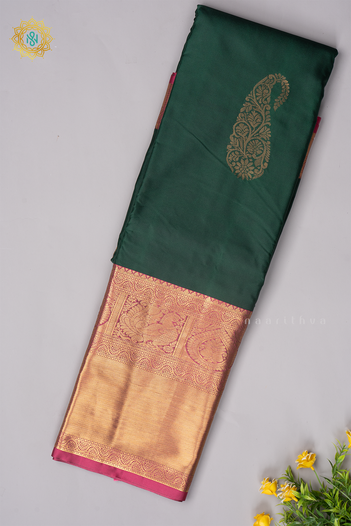 GREEN WITH MAROON - SEMI KANCHI