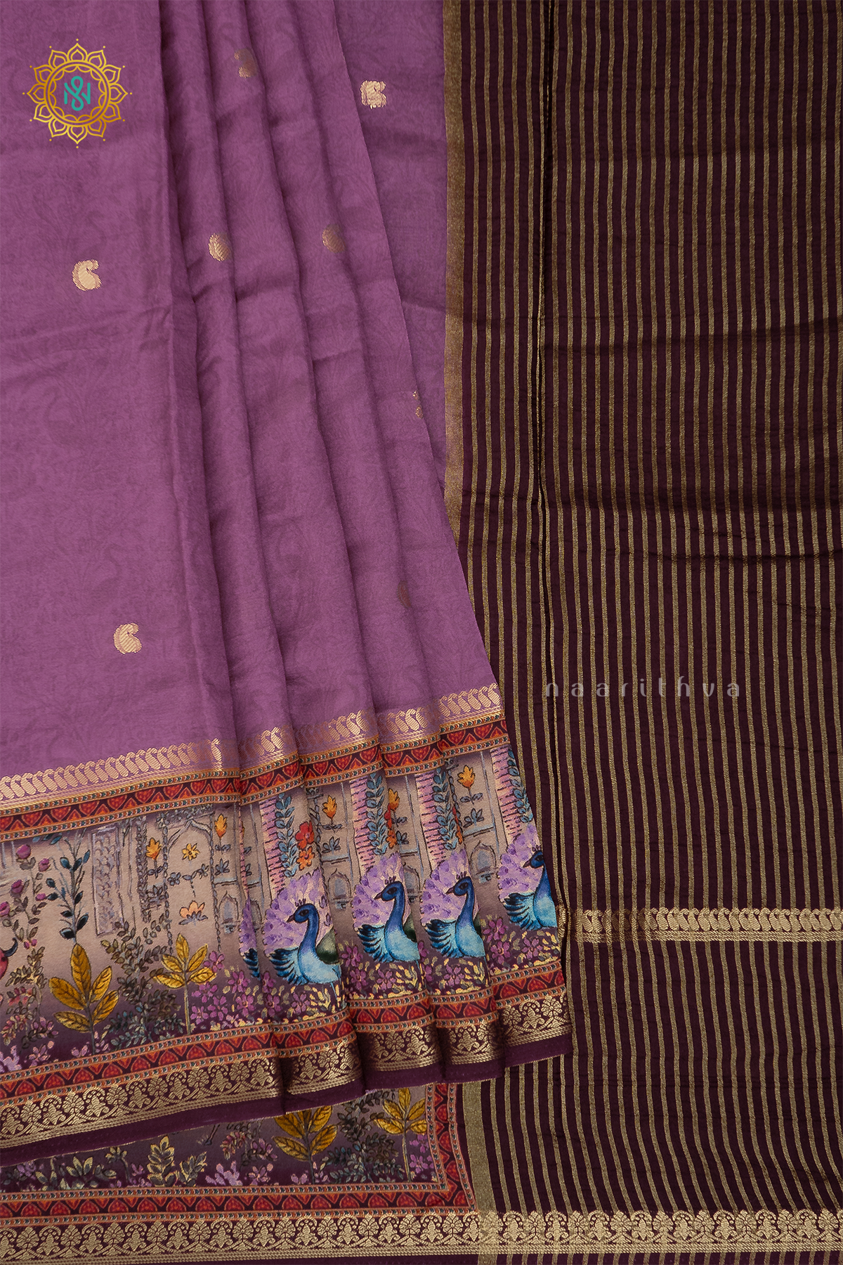 LIGHT PINK WITH WINE - SEMI CREPE SILK