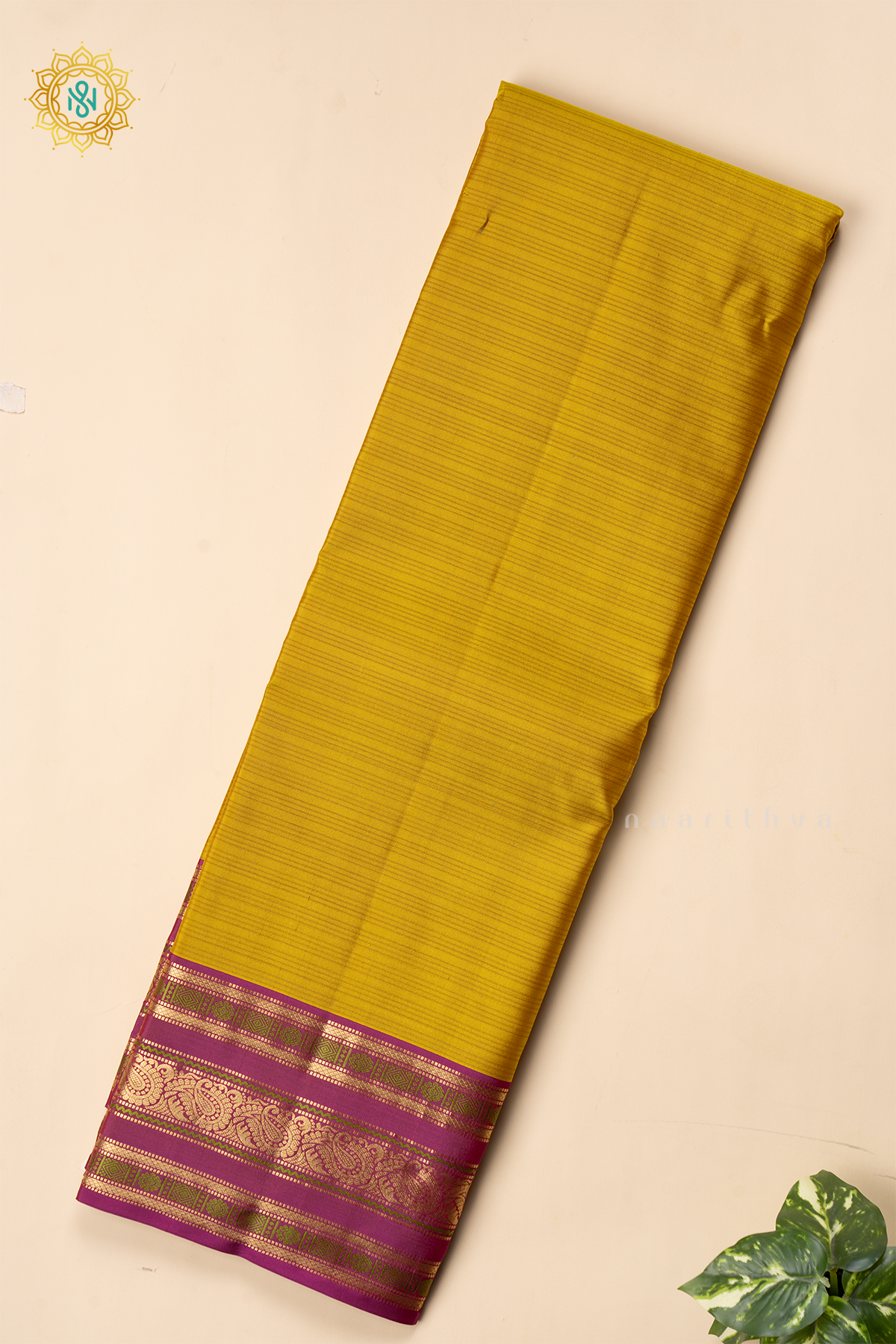 YELLOW WITH WINE - PURE KANJIVARAM SILK