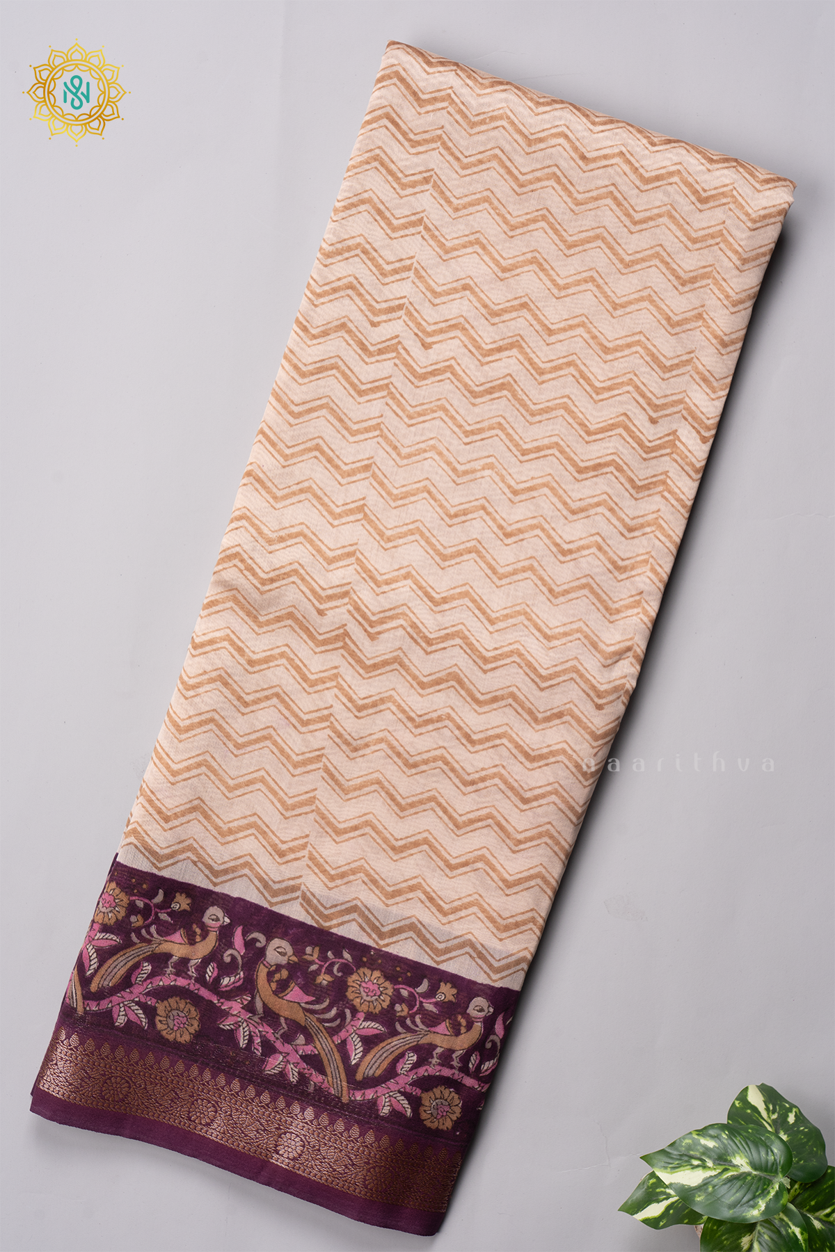 OFF WHITE WITH WINE - CHANDERI SLK COTTON