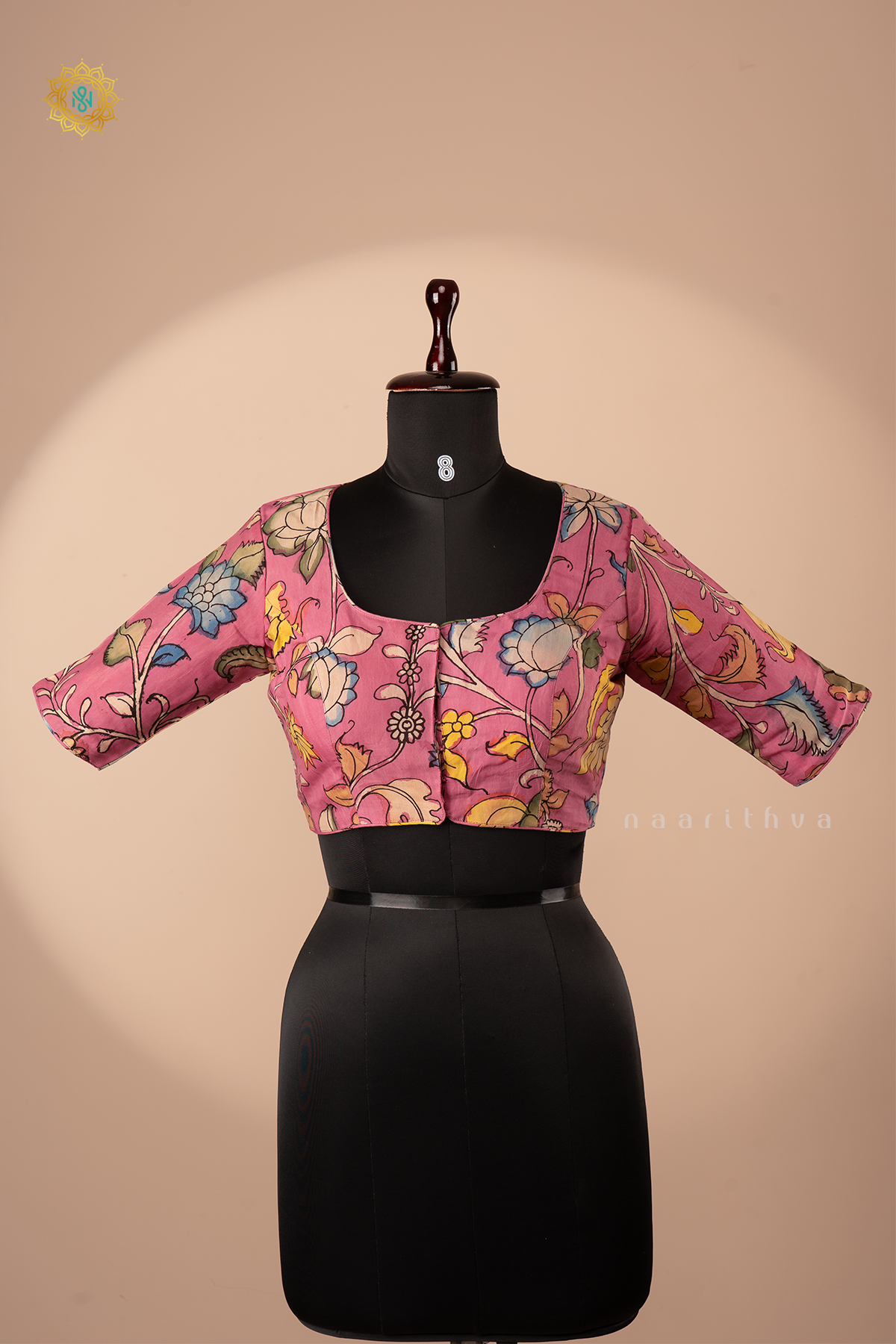 PINK - HAND PAINTED PEN KALAMKARI READYMADE BLOUSE