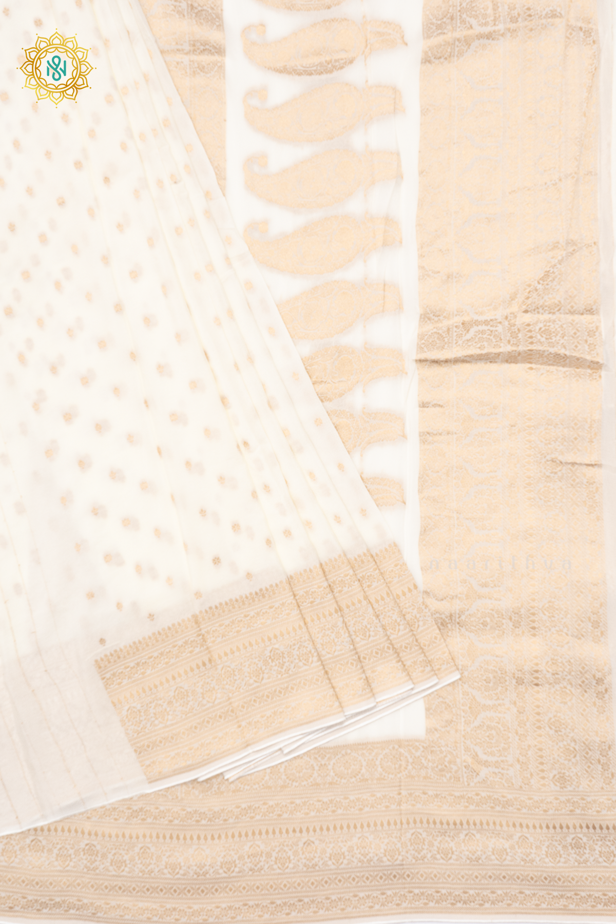 WHITE - SEMI BANARASI CREPE