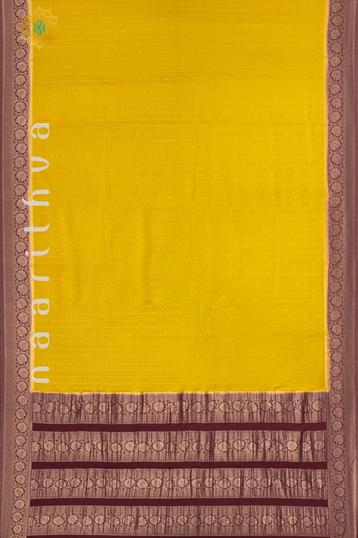 YELLOW WITH MAROON - SEMI MYSORE CREPE SILK