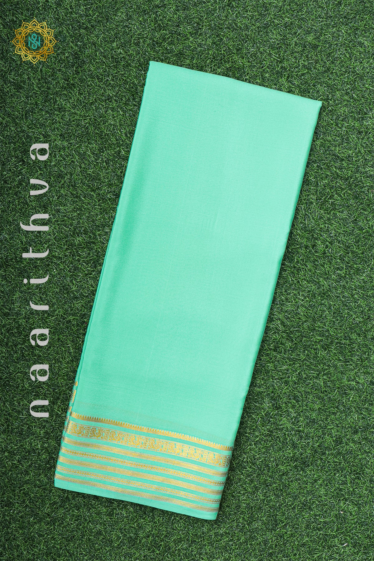 AQUA GREEN - PURE MYSORE CREPE SILK