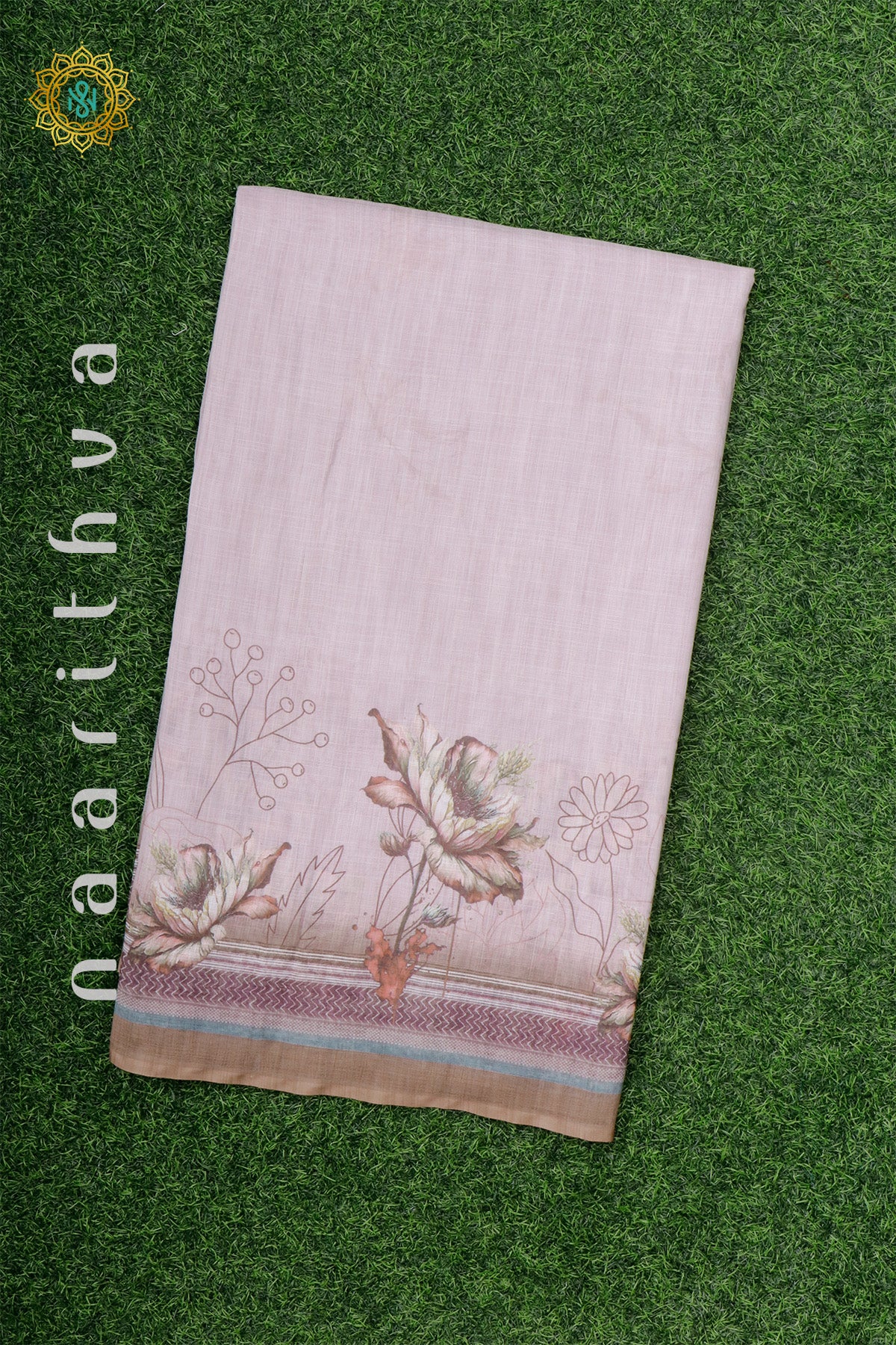 LIGHT PINK WITH BROWN - LINEN BY COTTON