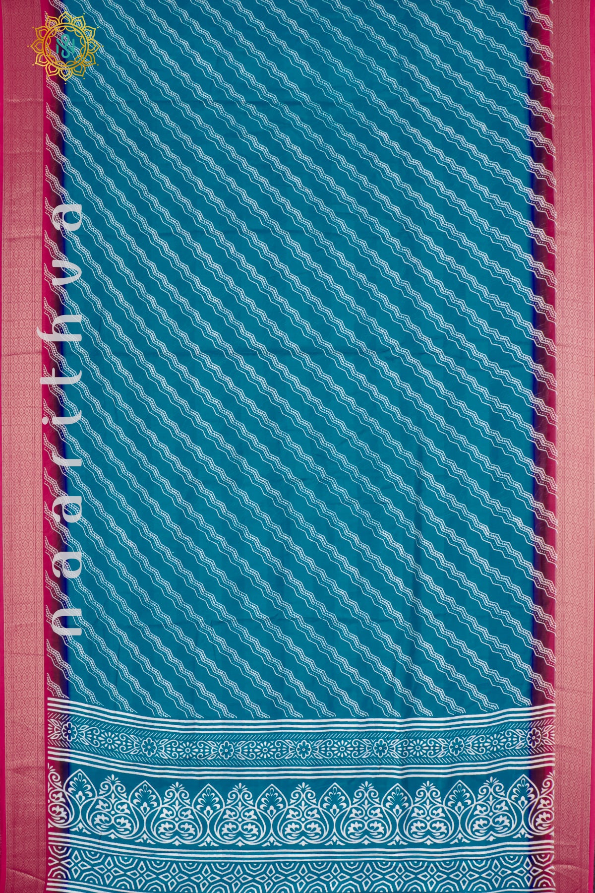 SKY BLUE WITH REDDISH PINK - SEMI GEORGETTE