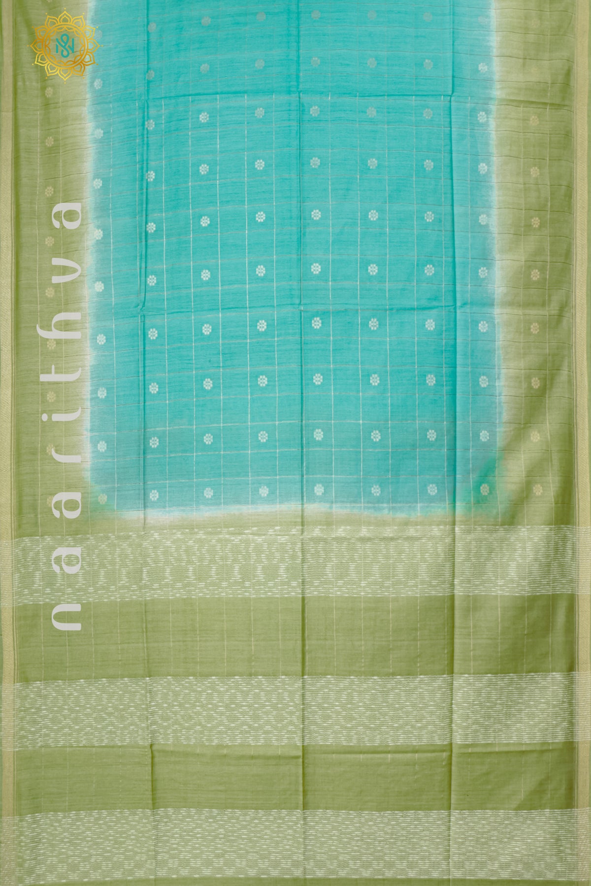 SKY BLUE WITH GREEN - SLUB COTTON