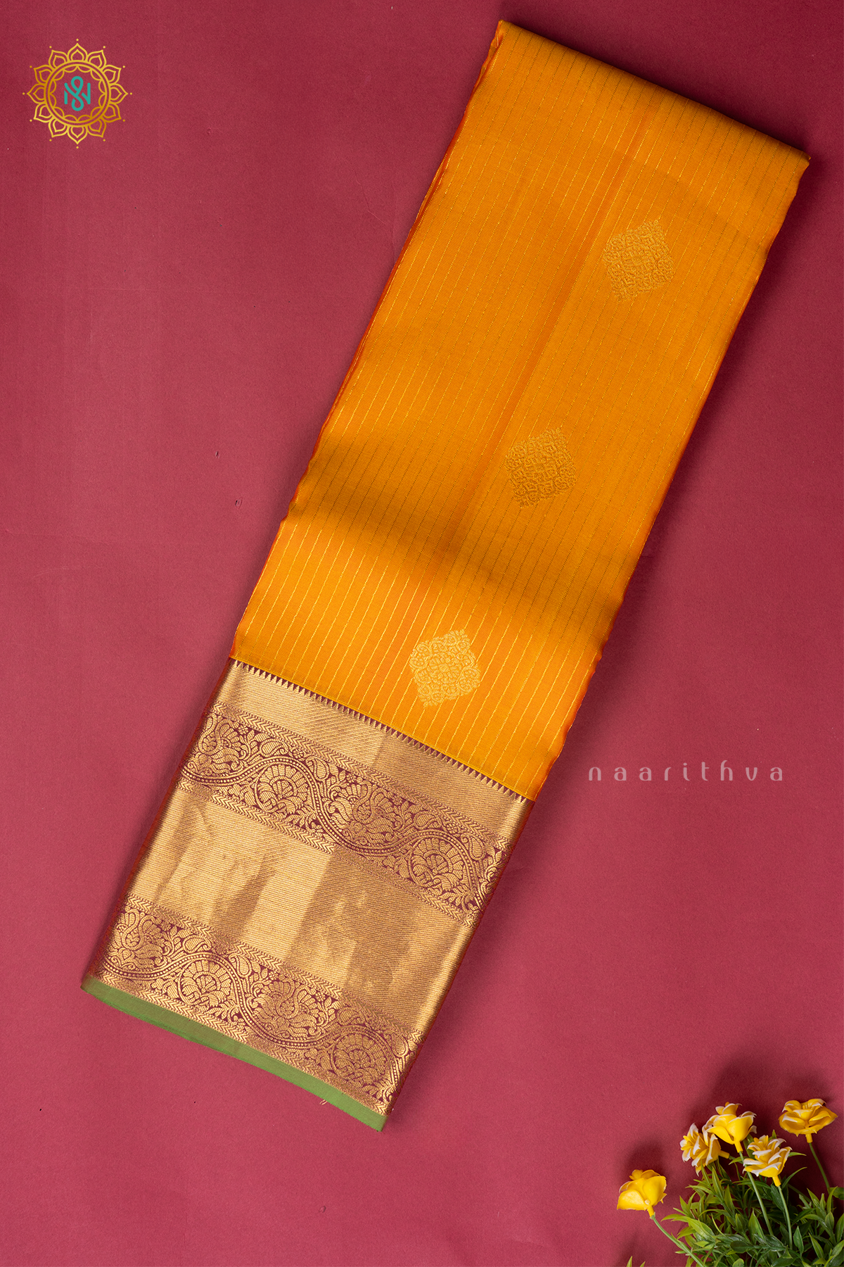 ORANGE WITH MAROON - PURE KANJIVARAM MIX
