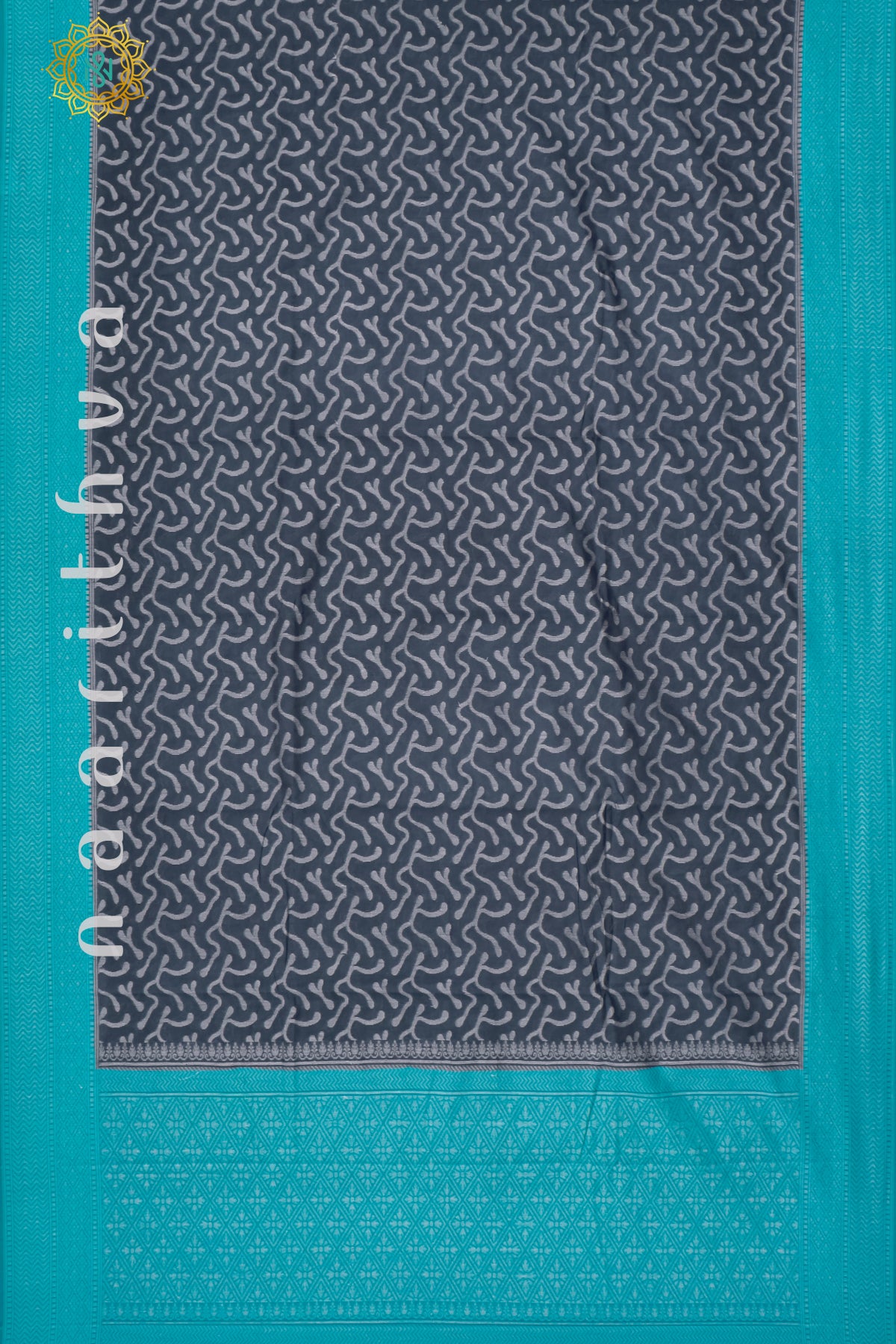 ELEPHANT GREY WITH SKY BLUE - JUTE COTTON