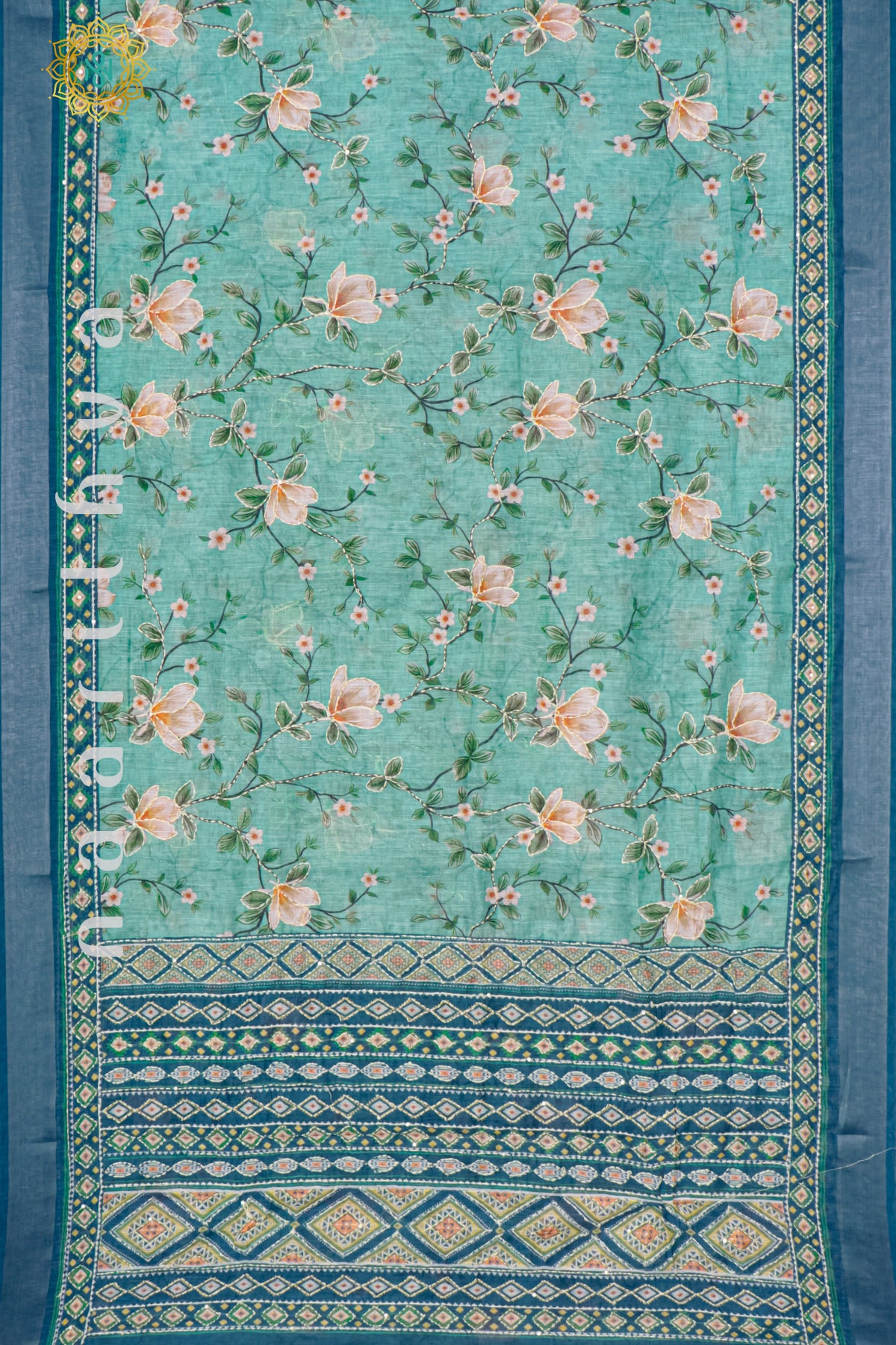 AQUA GREEN WITH BLUE - KATHA WORK