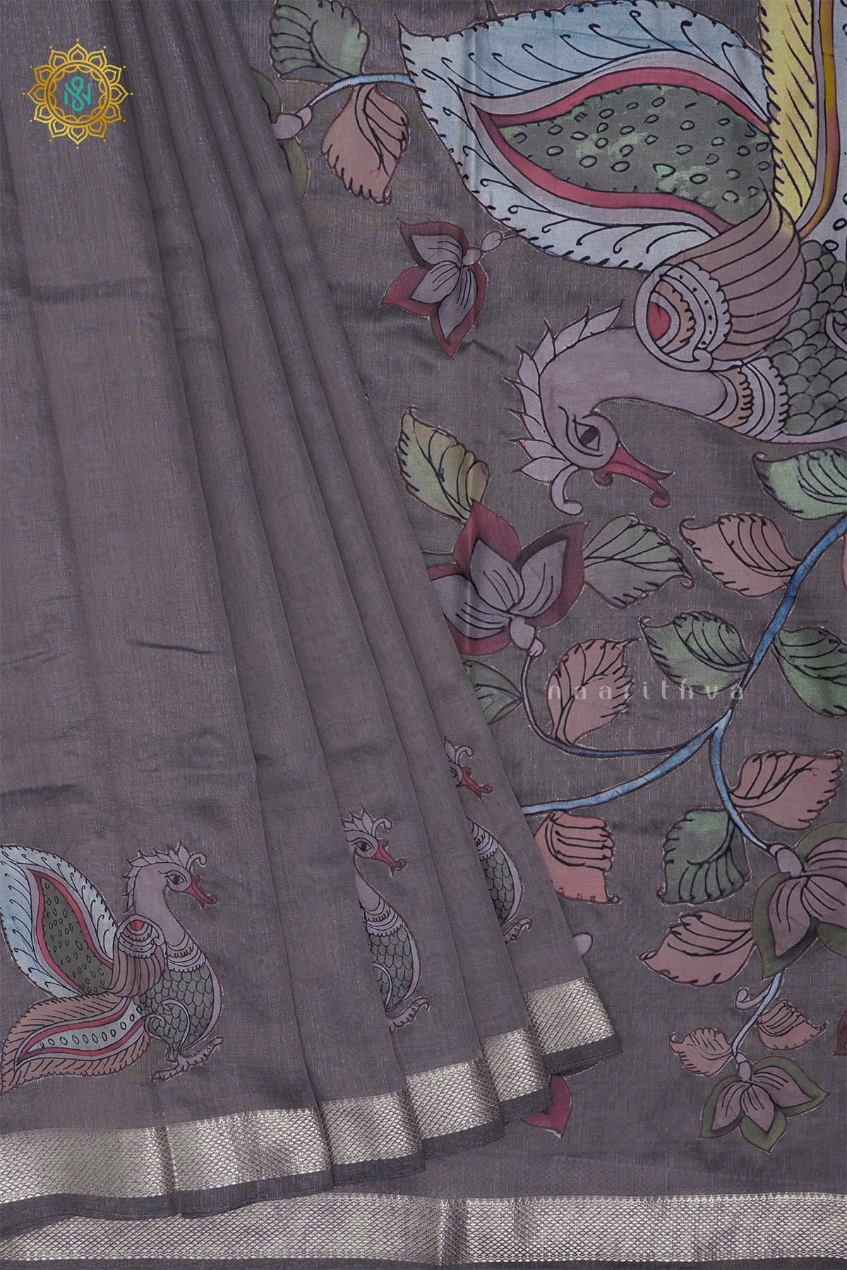 GREY - SEMI TISSUE WITH APPLIQUE WORK