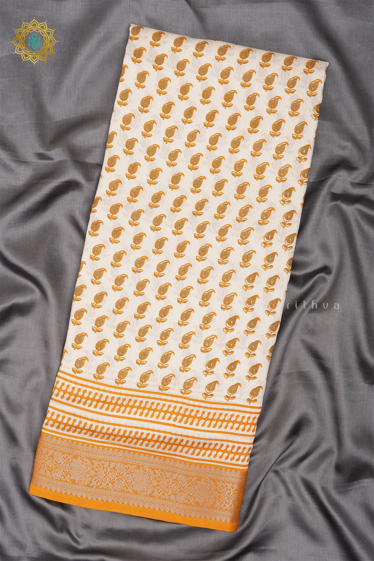 WHITE WITH YELLOW - SEMI GEORGETTE