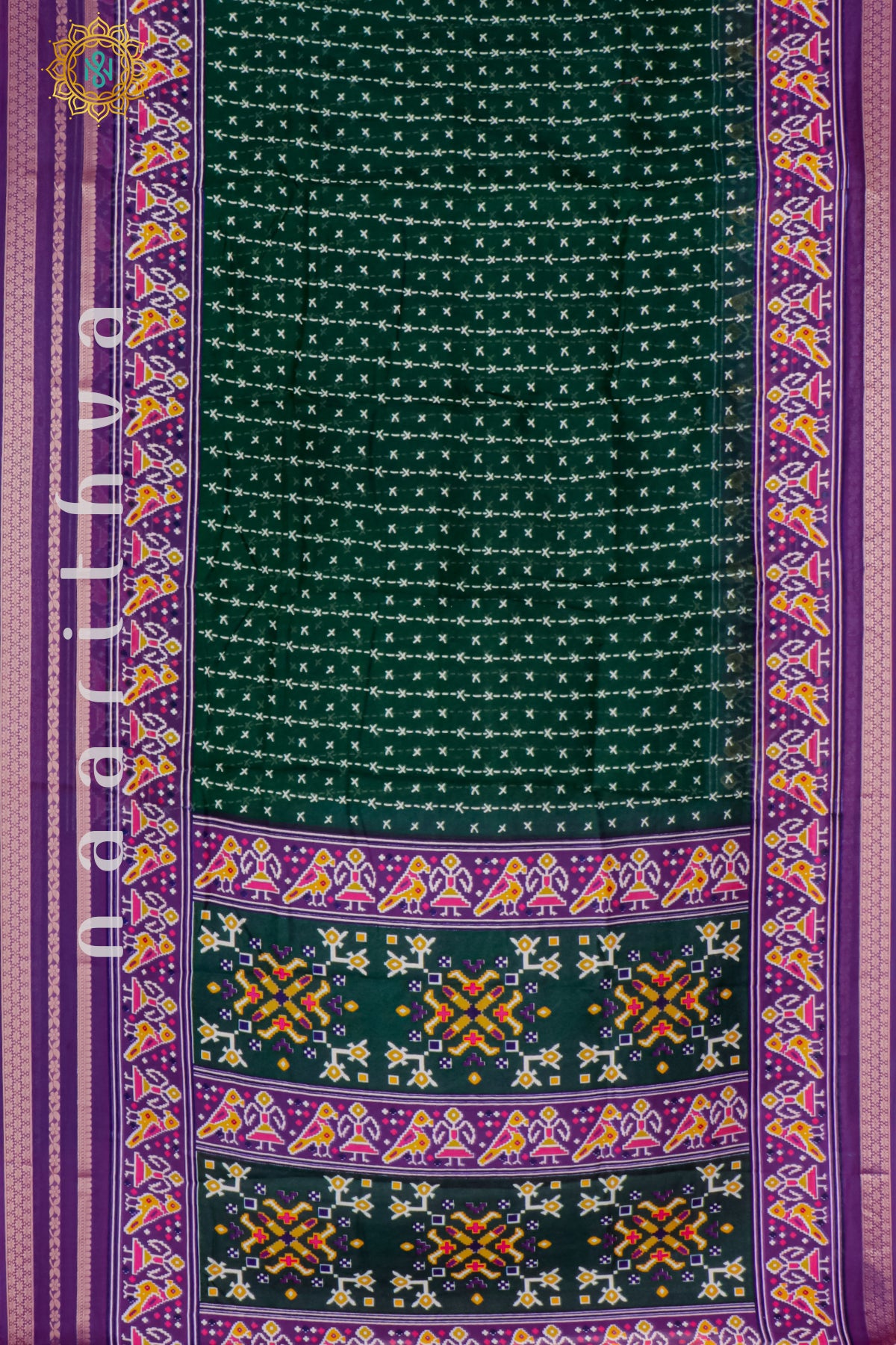 GREEN WITH PURPLE - SEMI GEORGETTE