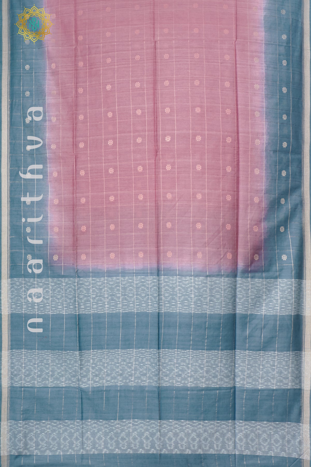 PEACH WITH GREYISH BLUE - SLUB COTTON