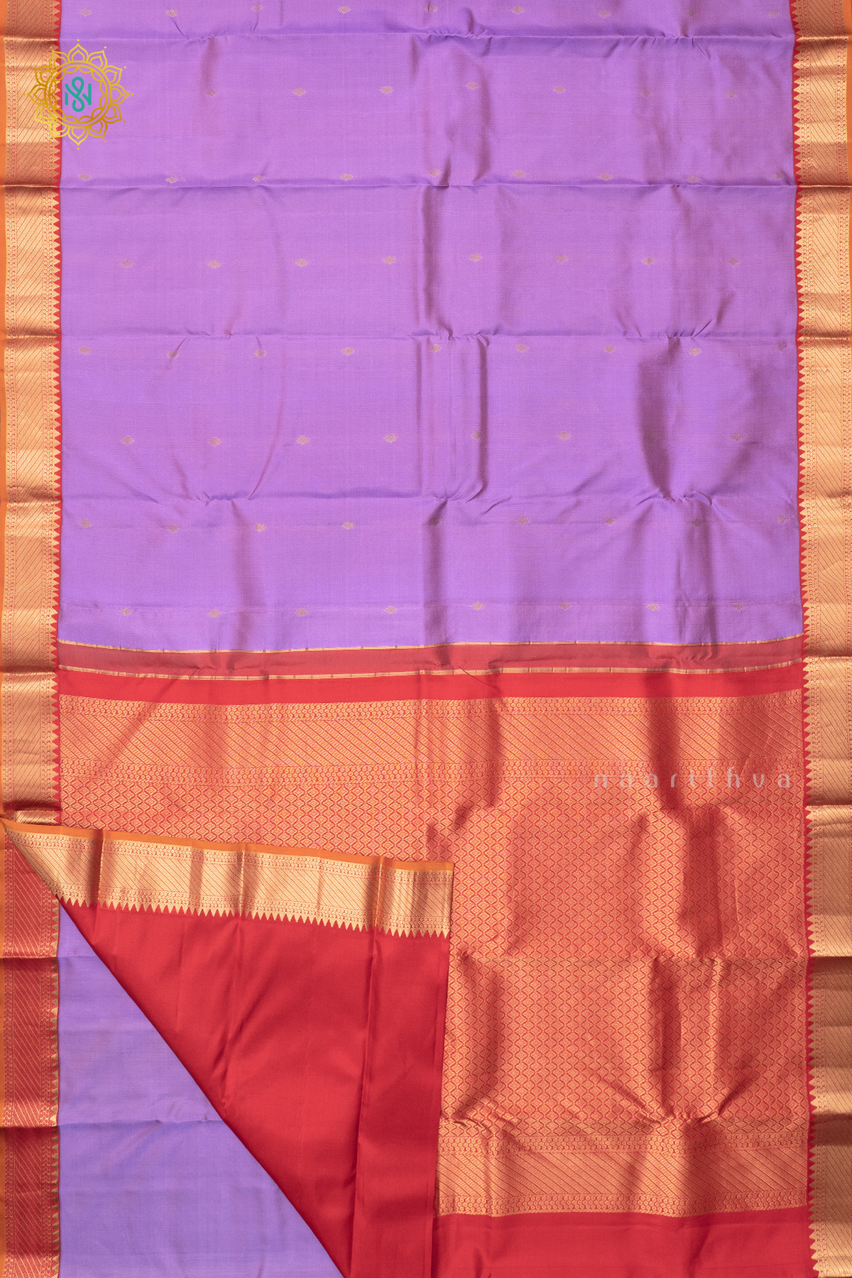 LAVENDER WITH RED - PURE KANJIVARAM SILK