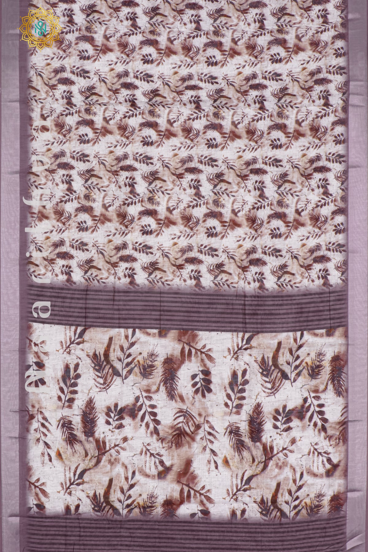 WHITE WITH BROWN - LINEN BY COTTON