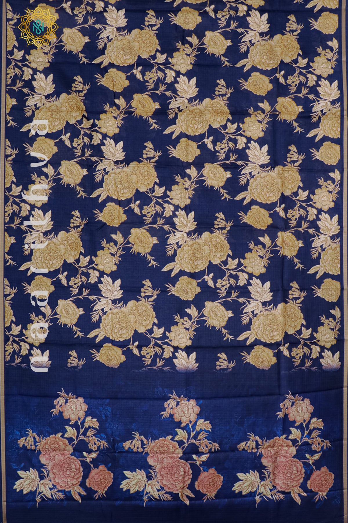 NAVY BLUE - SEMI TUSSAR SILK