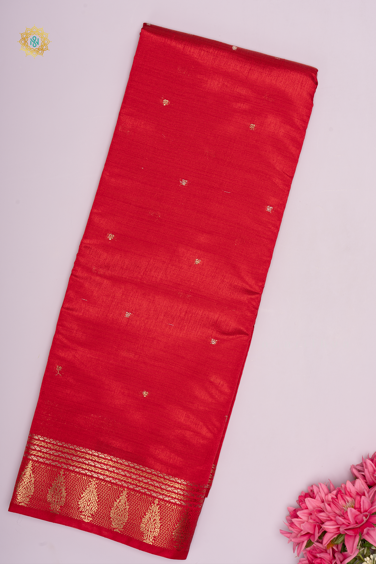 RED - SEMI RAW SILK