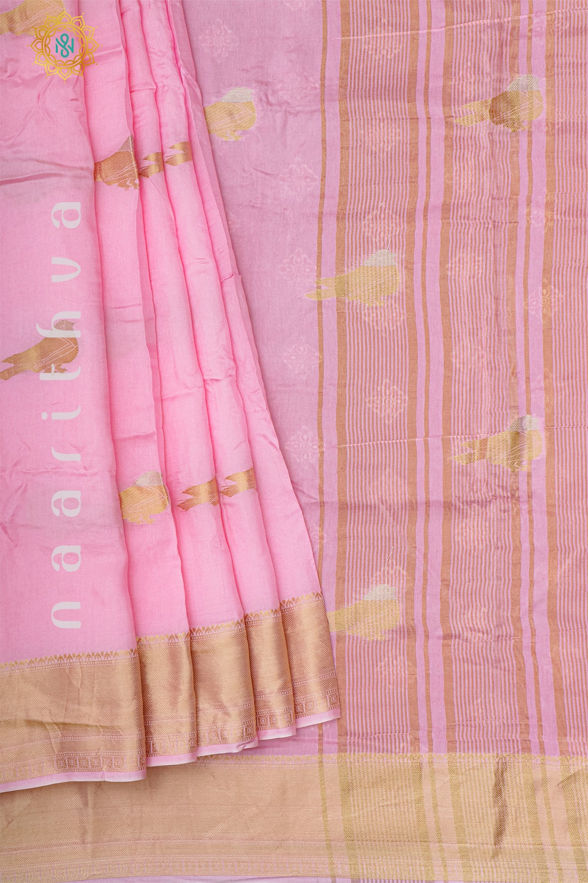 LIGHT PINK WITH RANI PINK - DOLA SILK