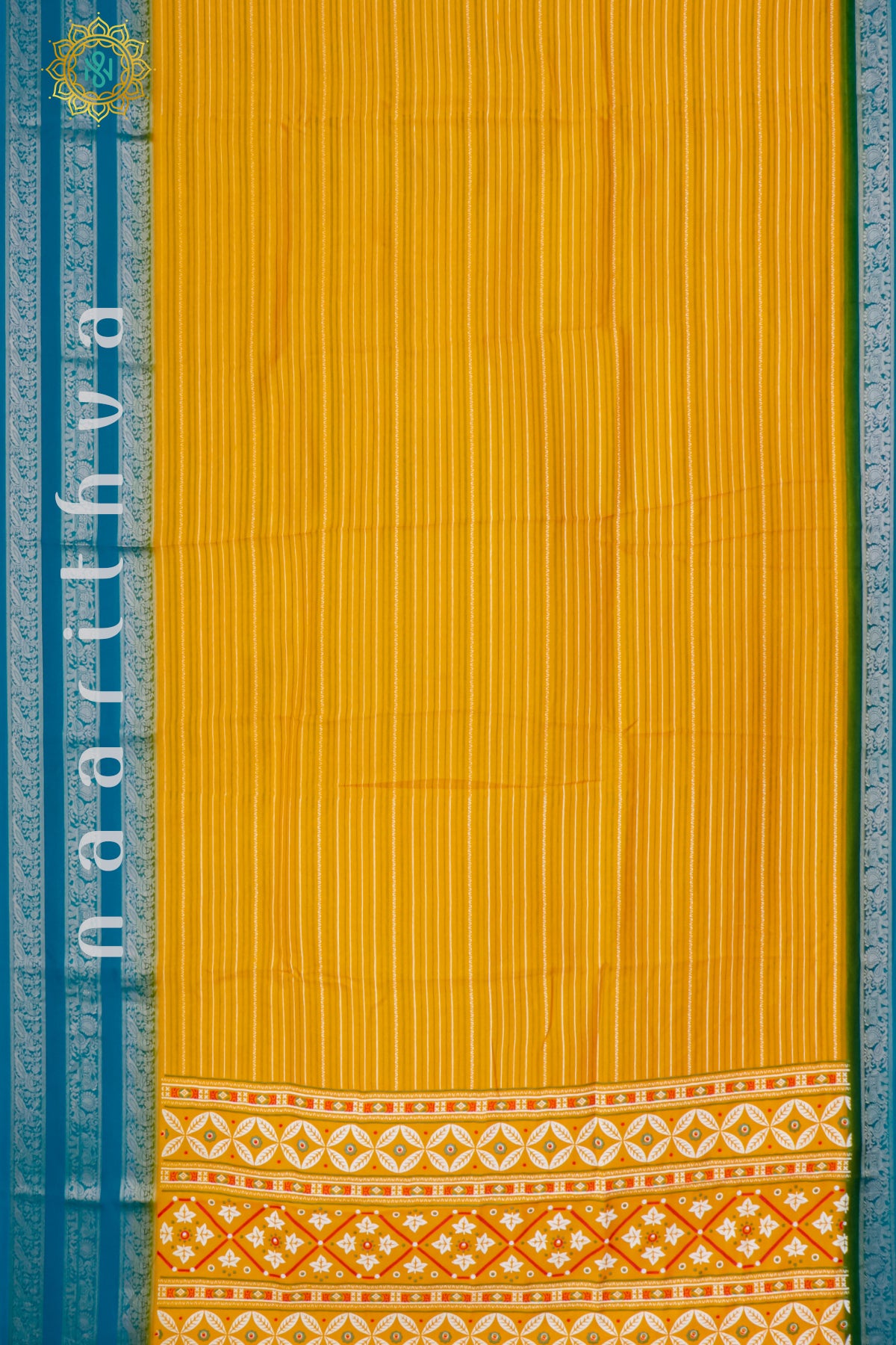 YELLOW WITH SKY BLUE - SEMI GEORGETTE