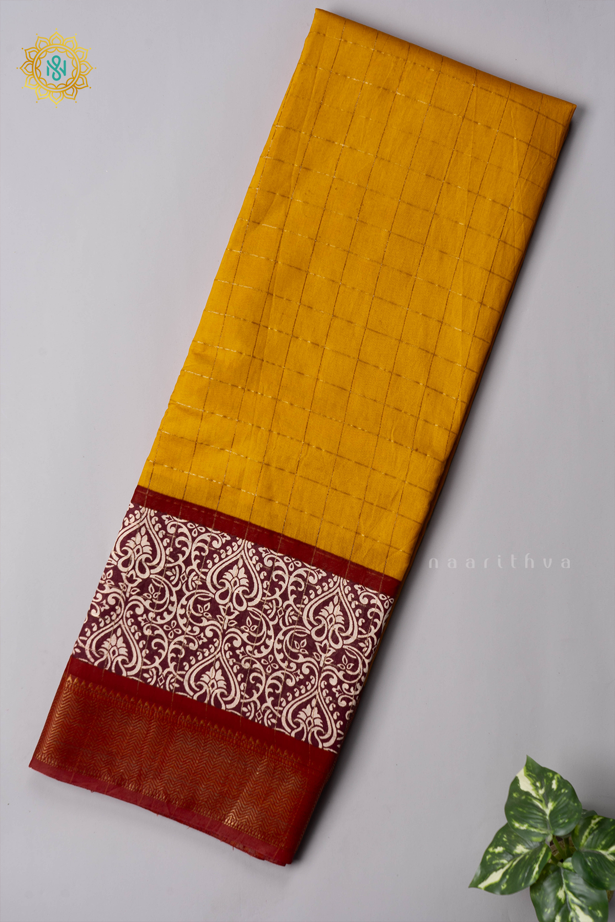 YELLOW WITH MAROON - VISCOSE COTTON