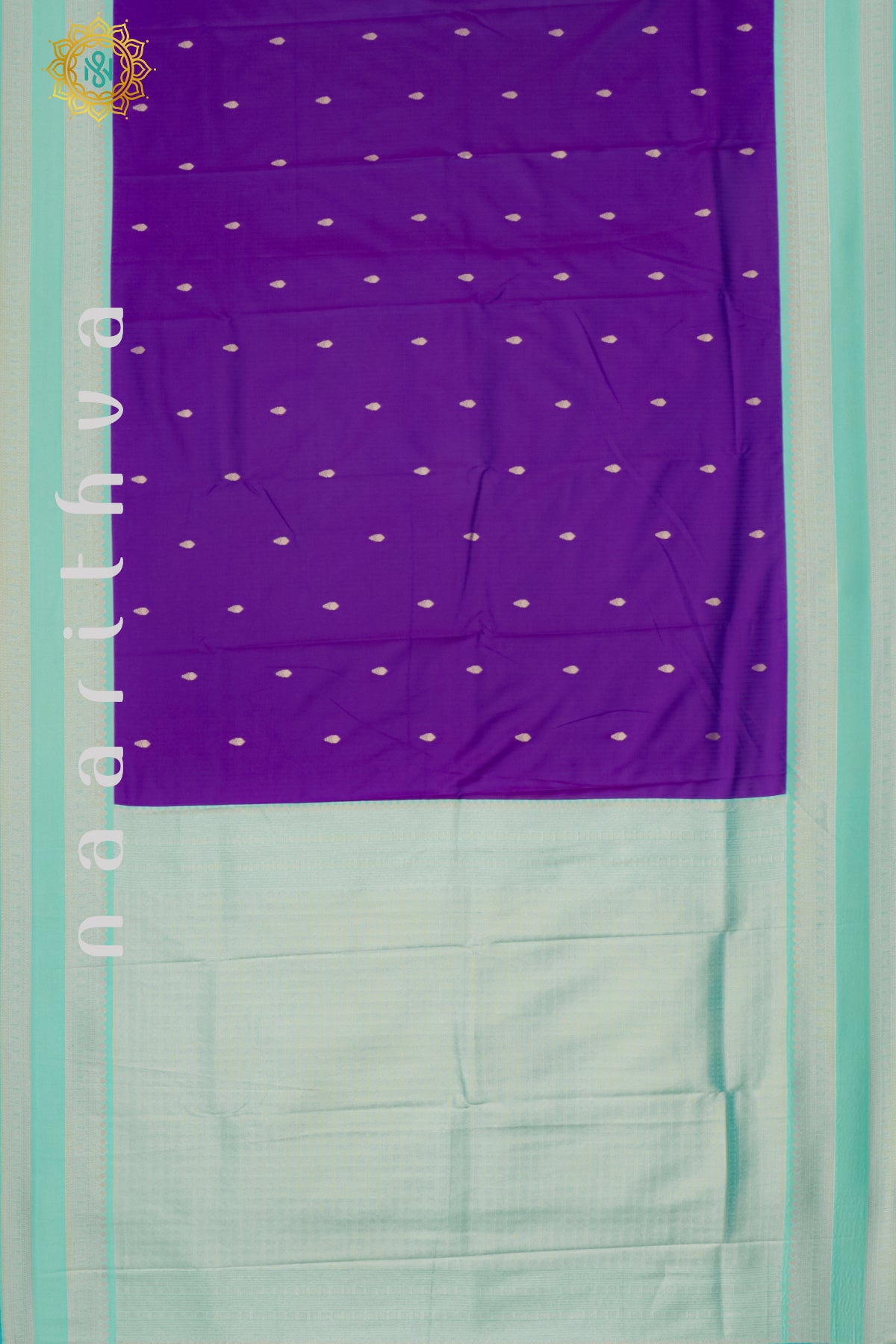 PURPLE WITH AQUA GREEN - SEMI SILK