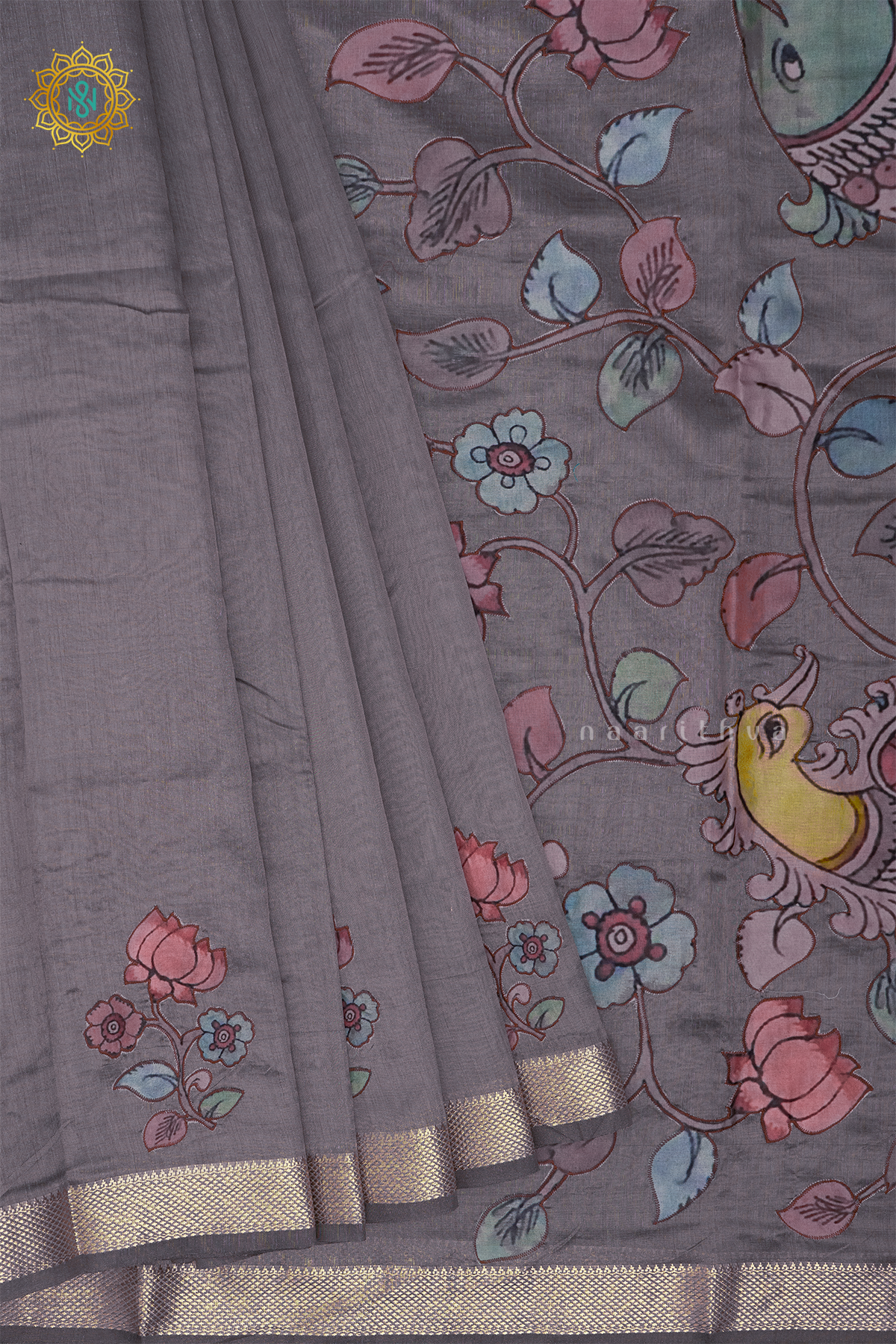 GREY - SEMI TISSUE WITH APPLIQUE WORK