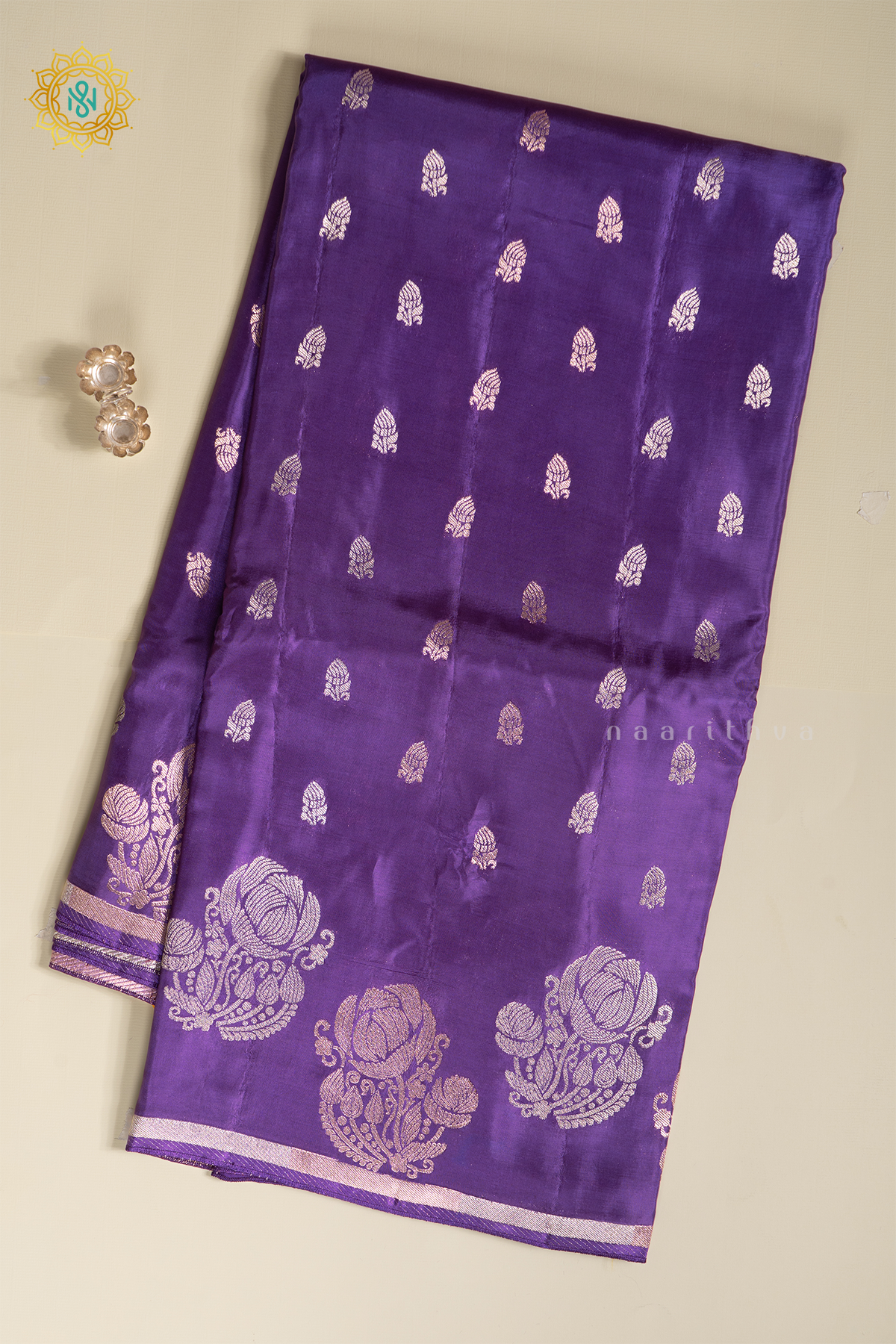 PURPLE WITH YELLOW - SATIN CREPE